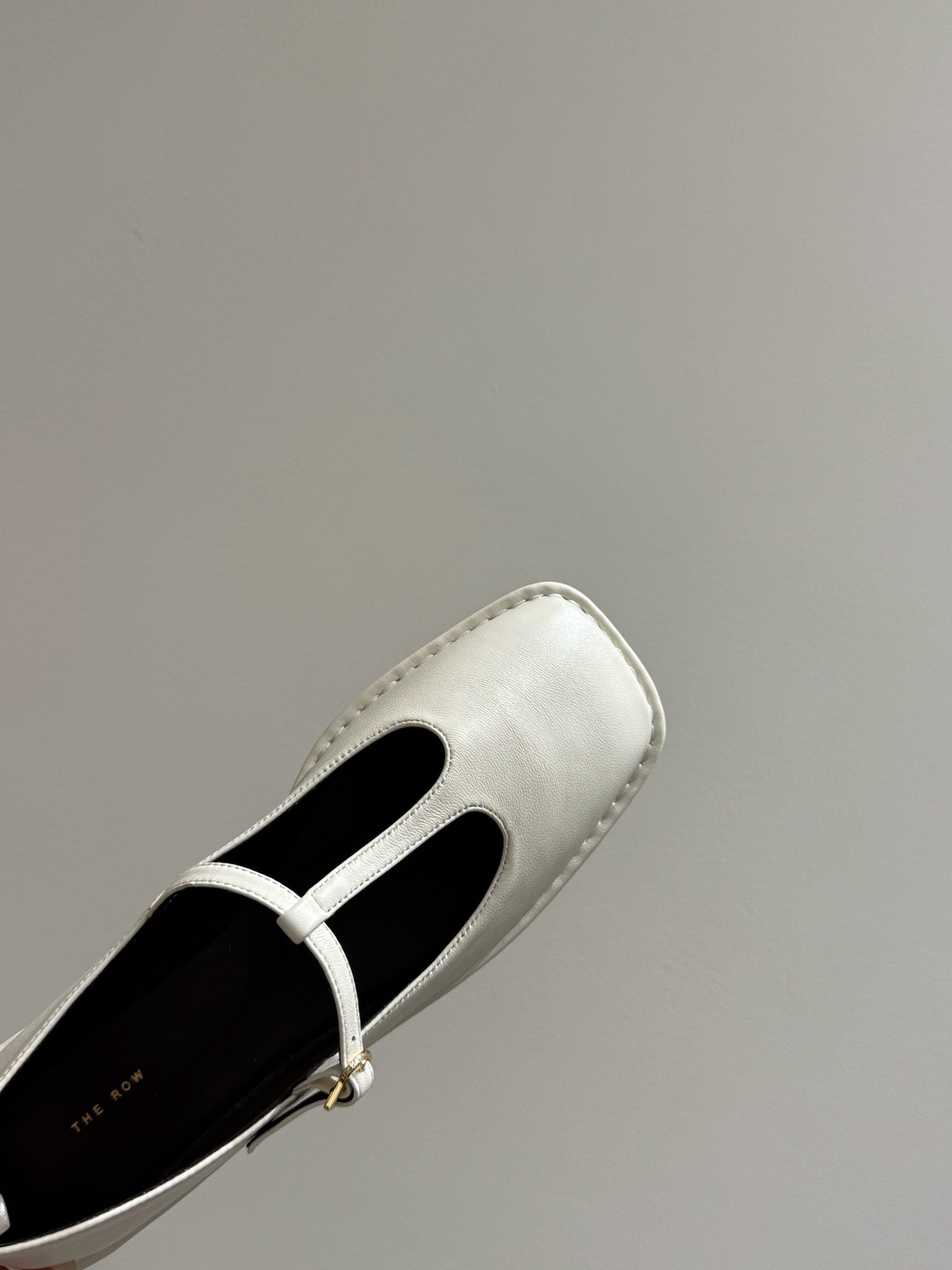 The Row Square T-Strap  Flat White Sheepskin 337498