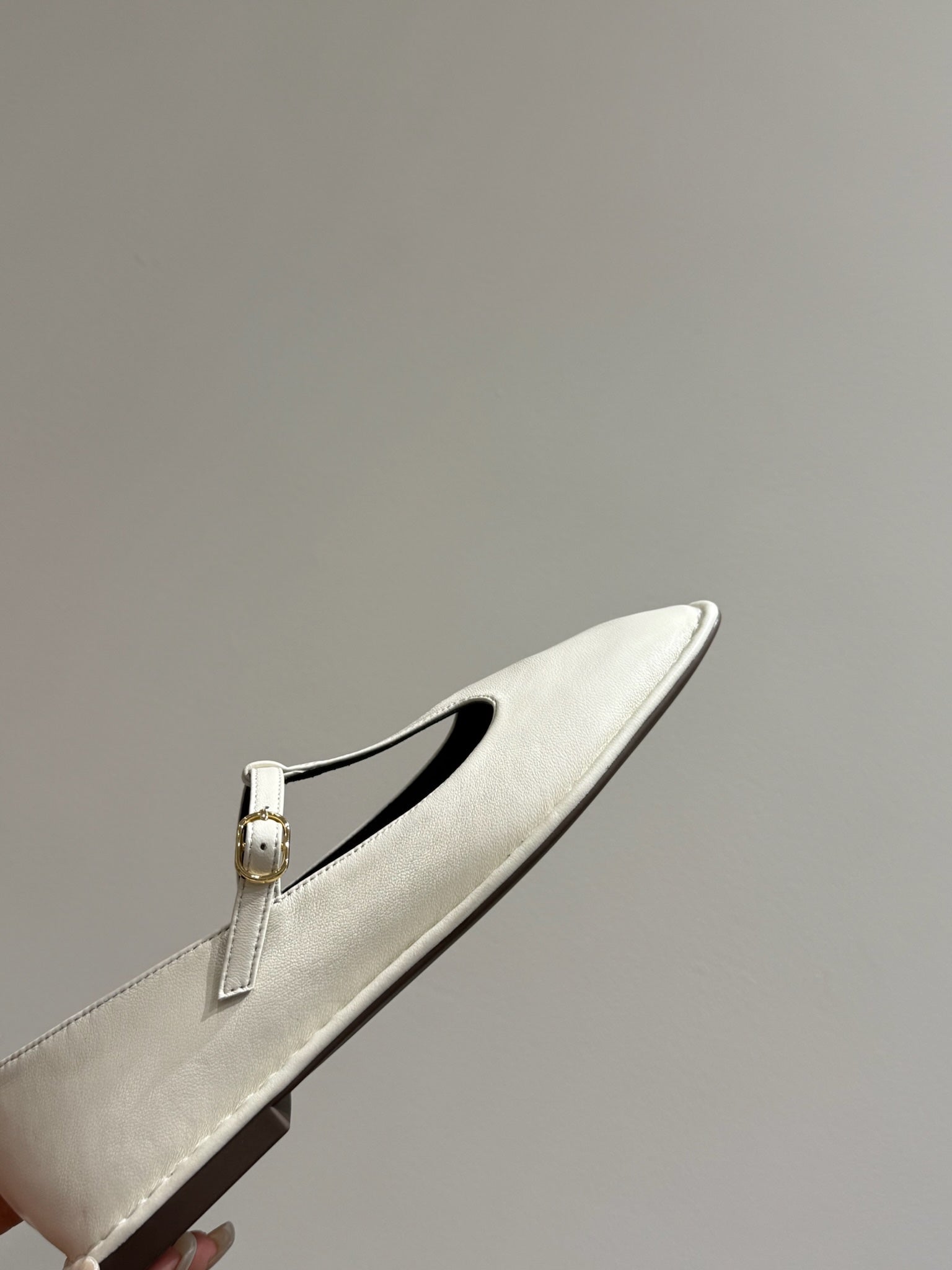 The Row Square T-Strap  Flat White Sheepskin 337498