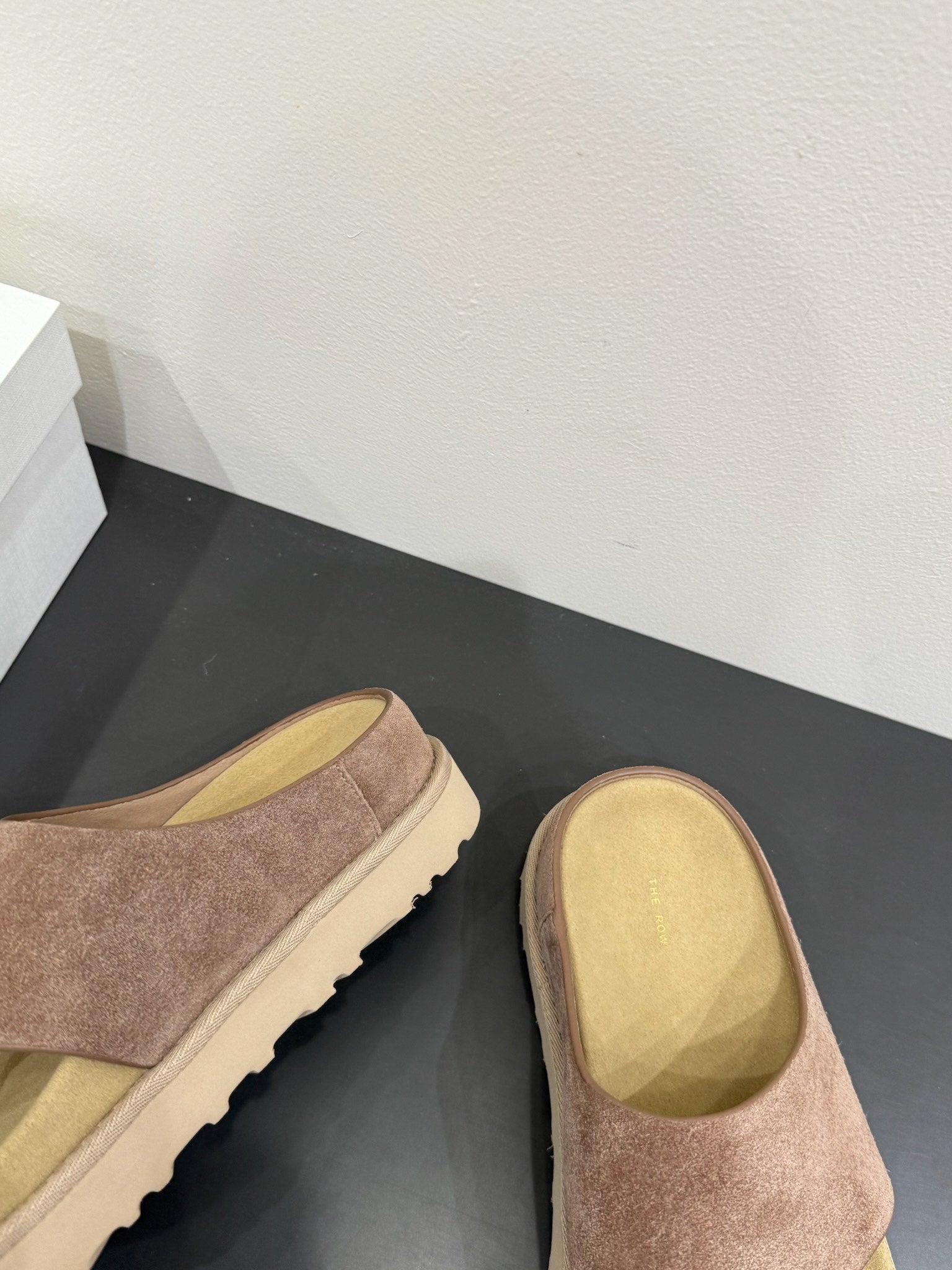 The Row Flat Sandal  Warm Beige Cow Suede 337500