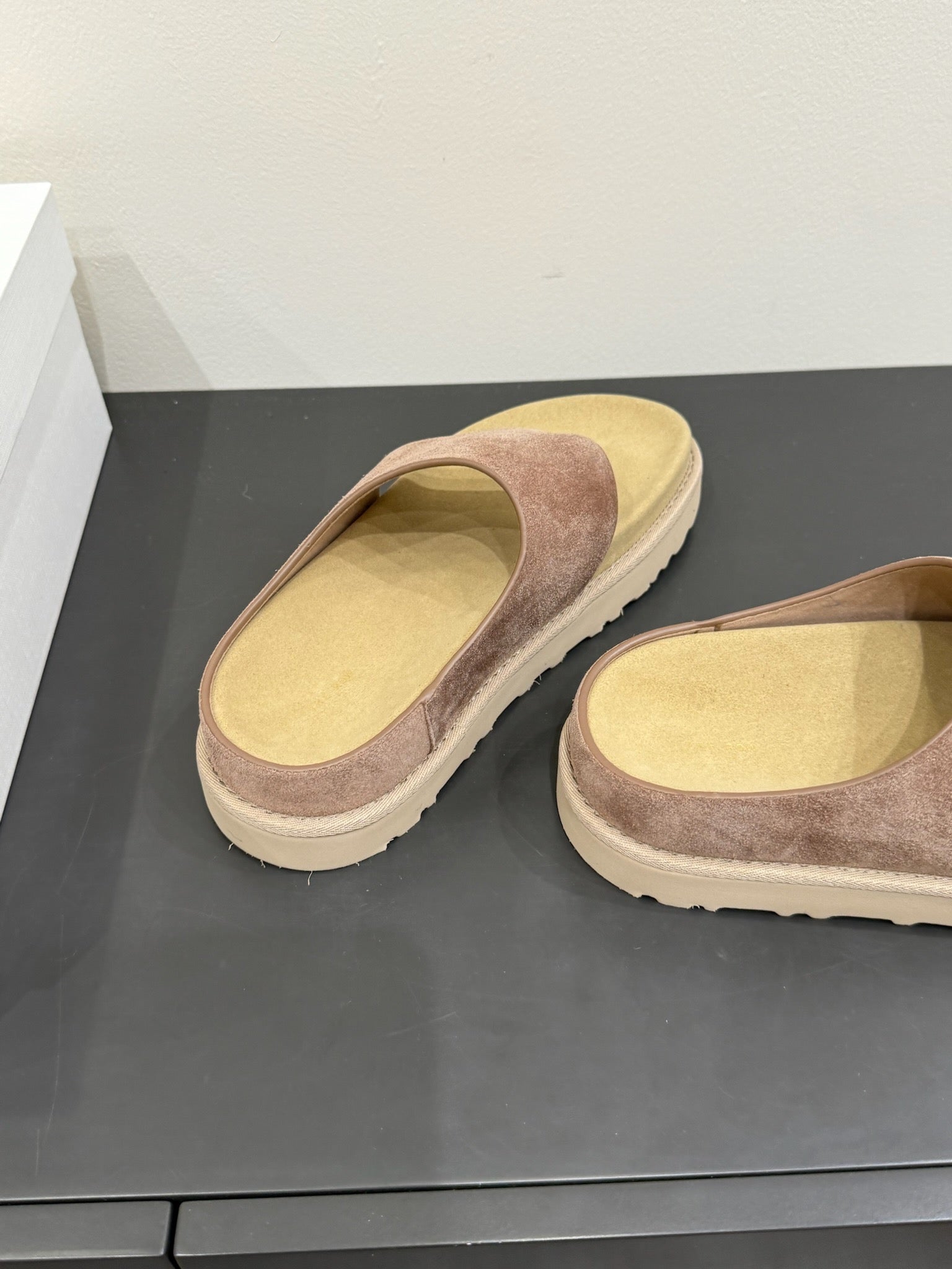 The Row Flat Sandal  Warm Beige Cow Suede 337500