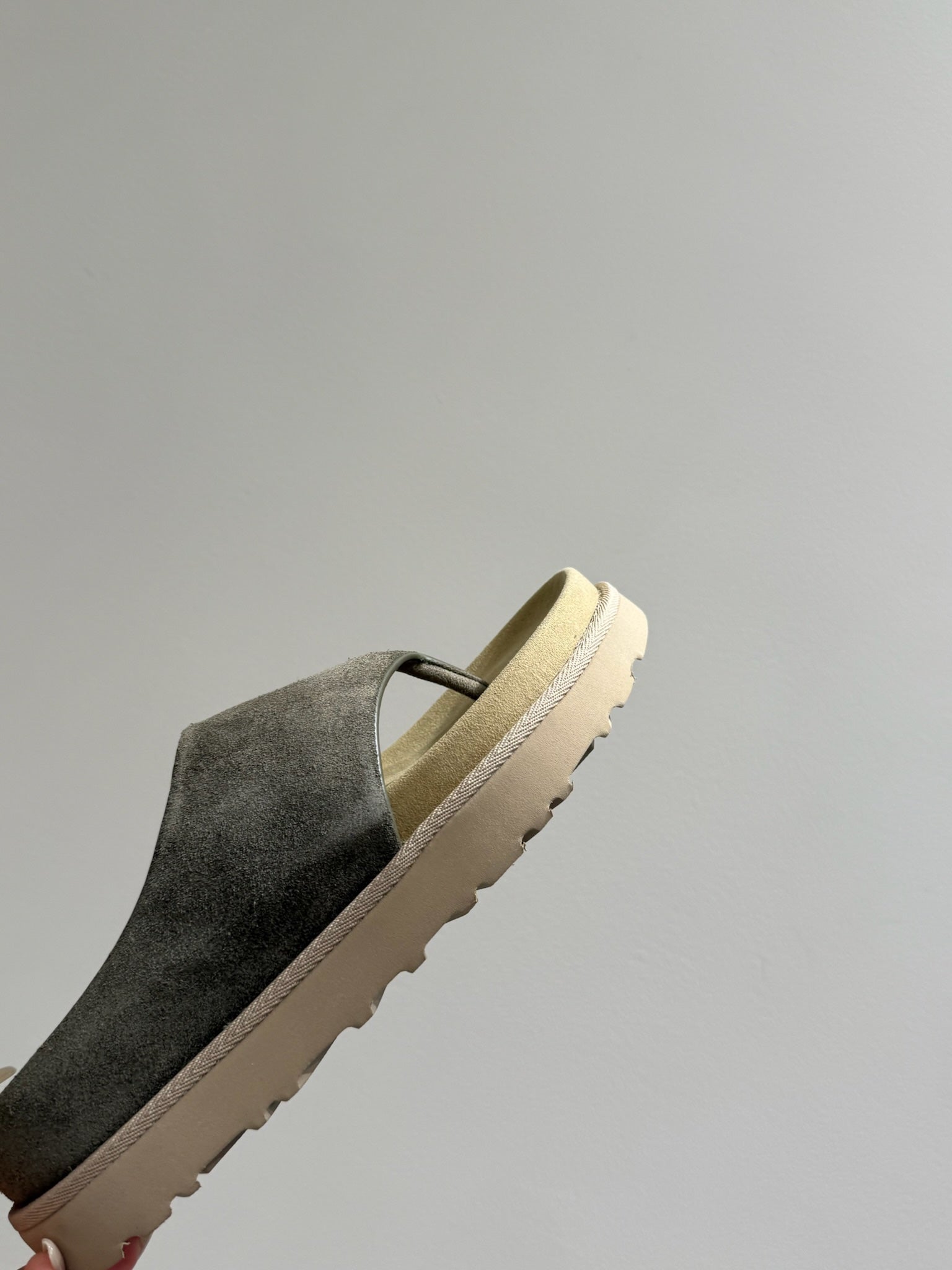The Row Flat Sandal  Dark Olive Brown Cow Suede 337501