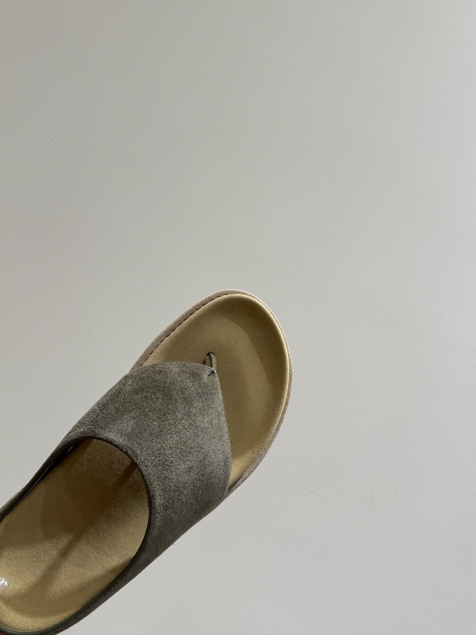 The Row Flat Sandal  Dark Olive Brown Cow Suede 337501