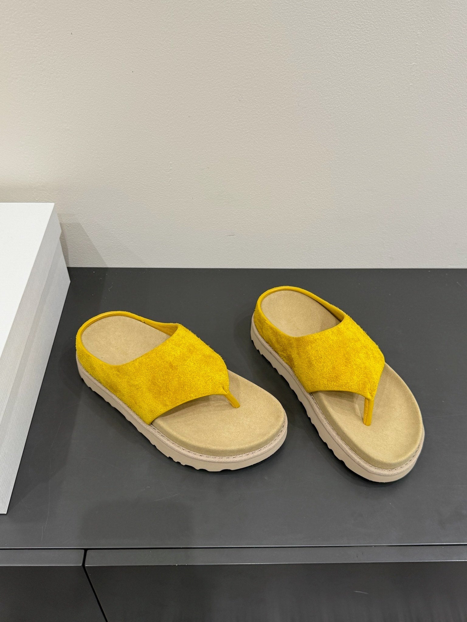 The Row Flat Sandal  Yellow Cow Suede 337502