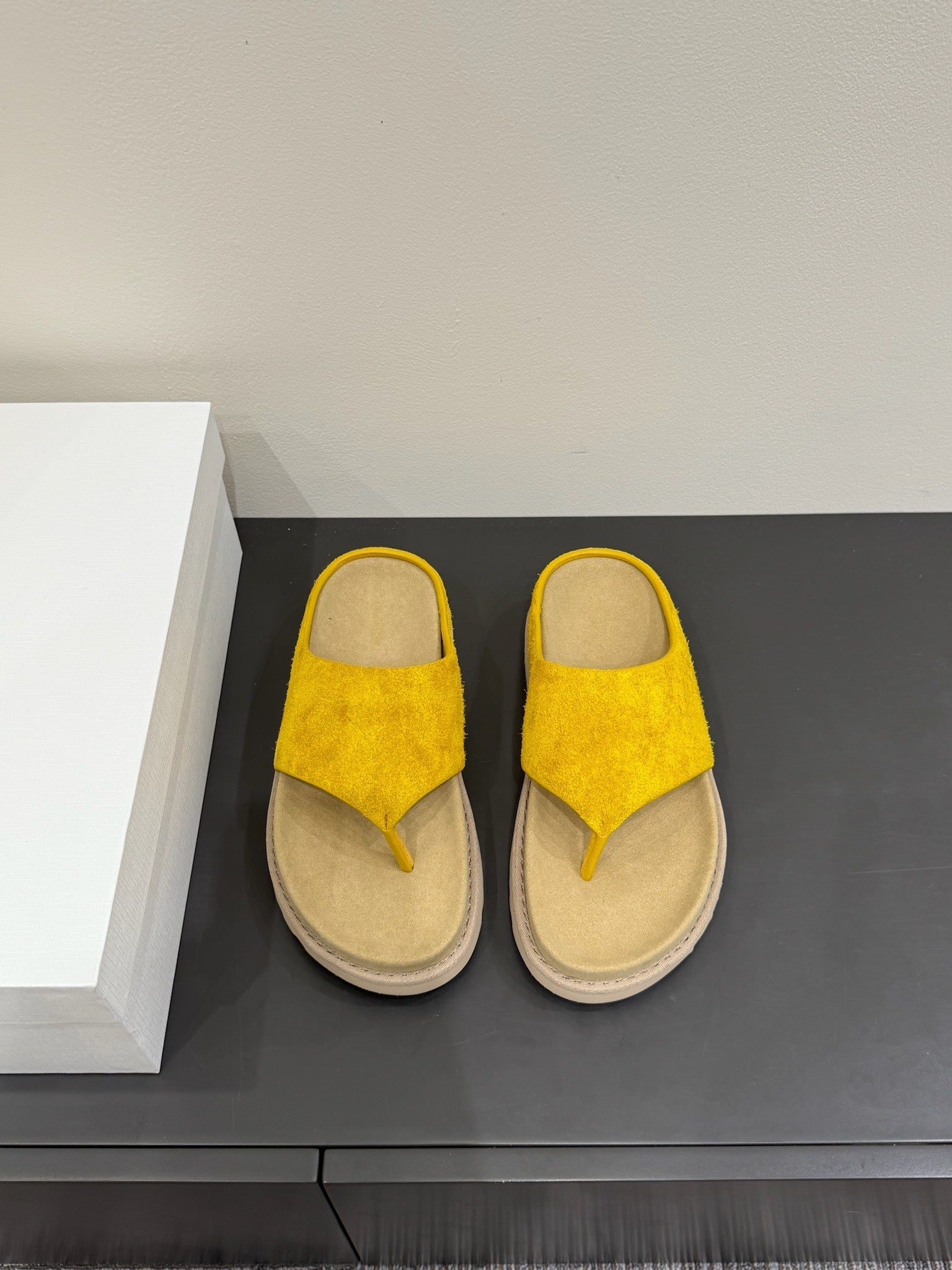 The Row Flat Sandal  Yellow Cow Suede 337502