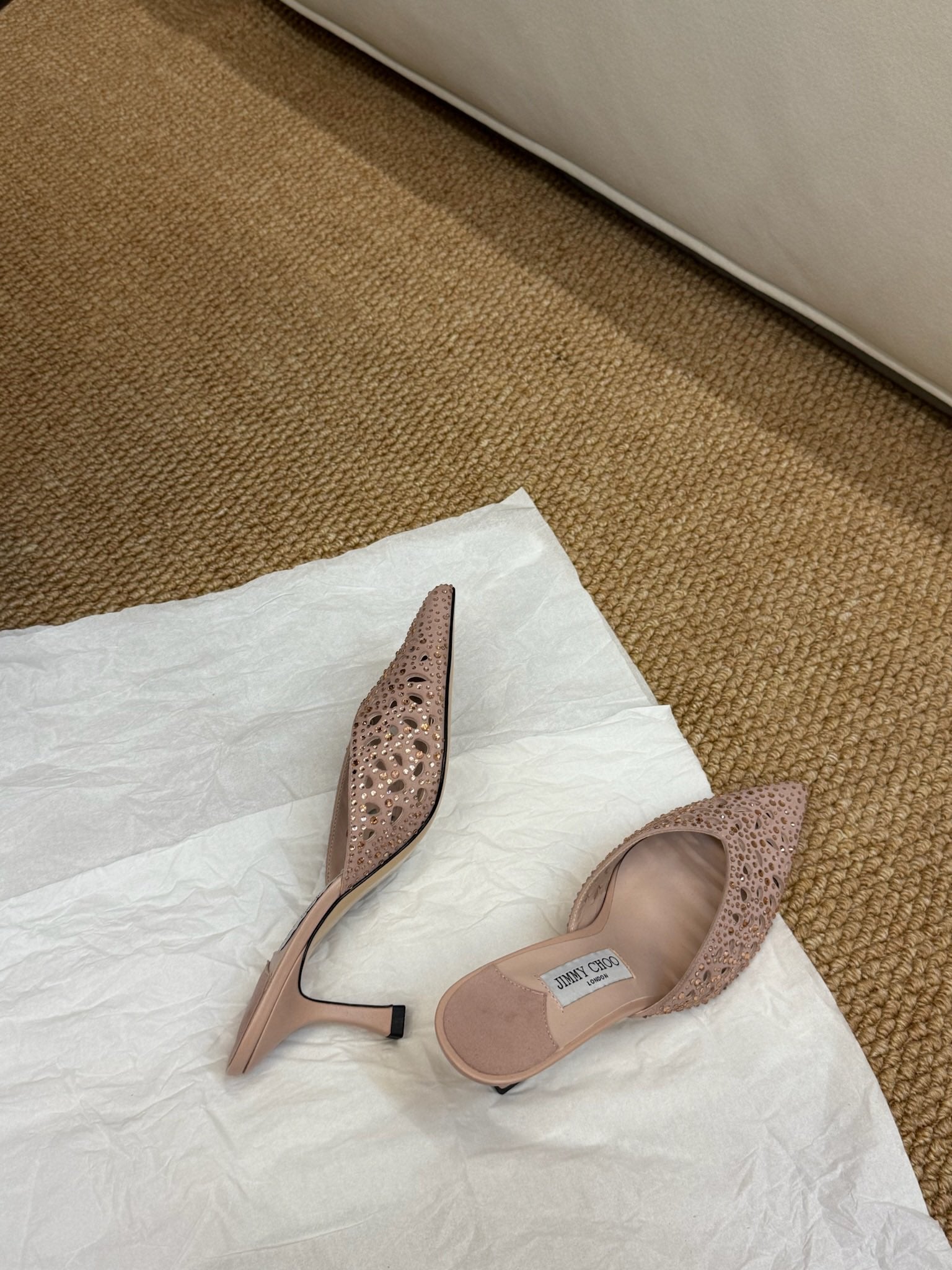 Jimmy Solar Mules 70mm Pink Cowhide 420164