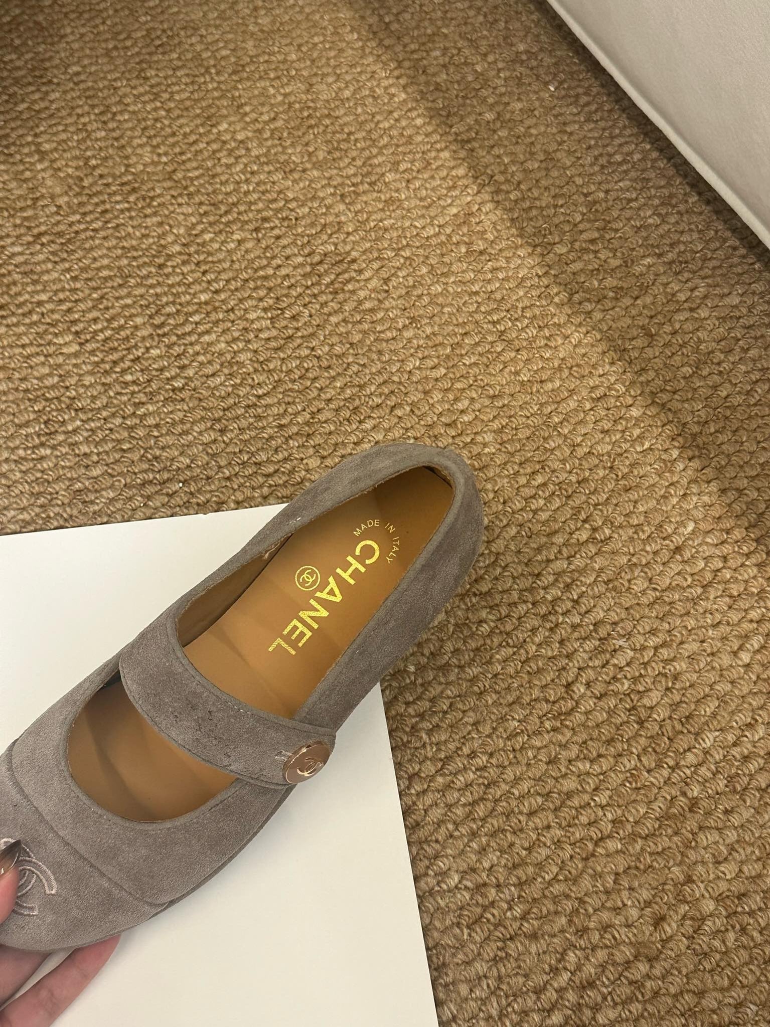 CC 26s Mary Jane Flats Taupe Brown Suede