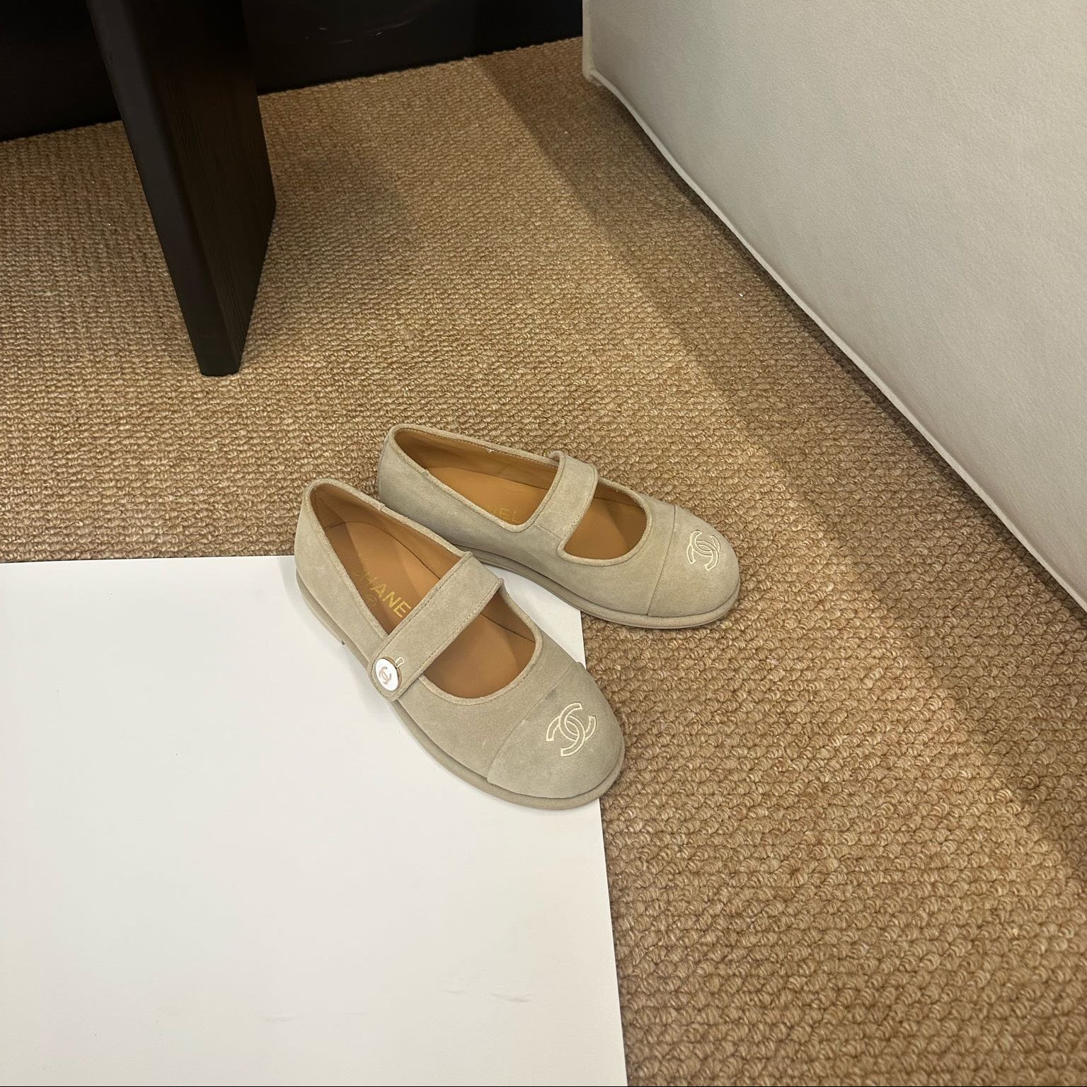 CC 26s Mary Jane Flats Beige Suede