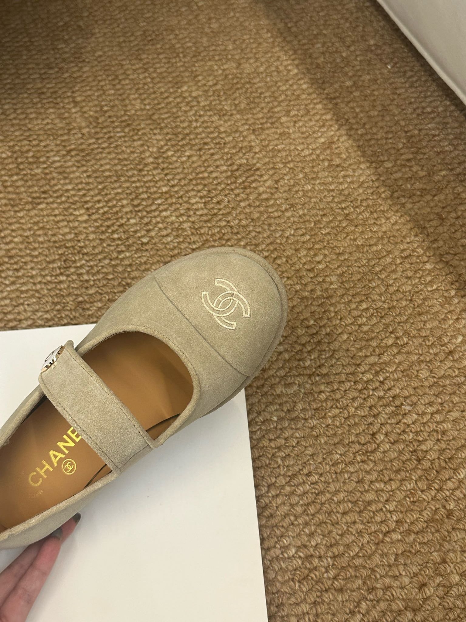 CC 26s Mary Jane Flats Beige Suede