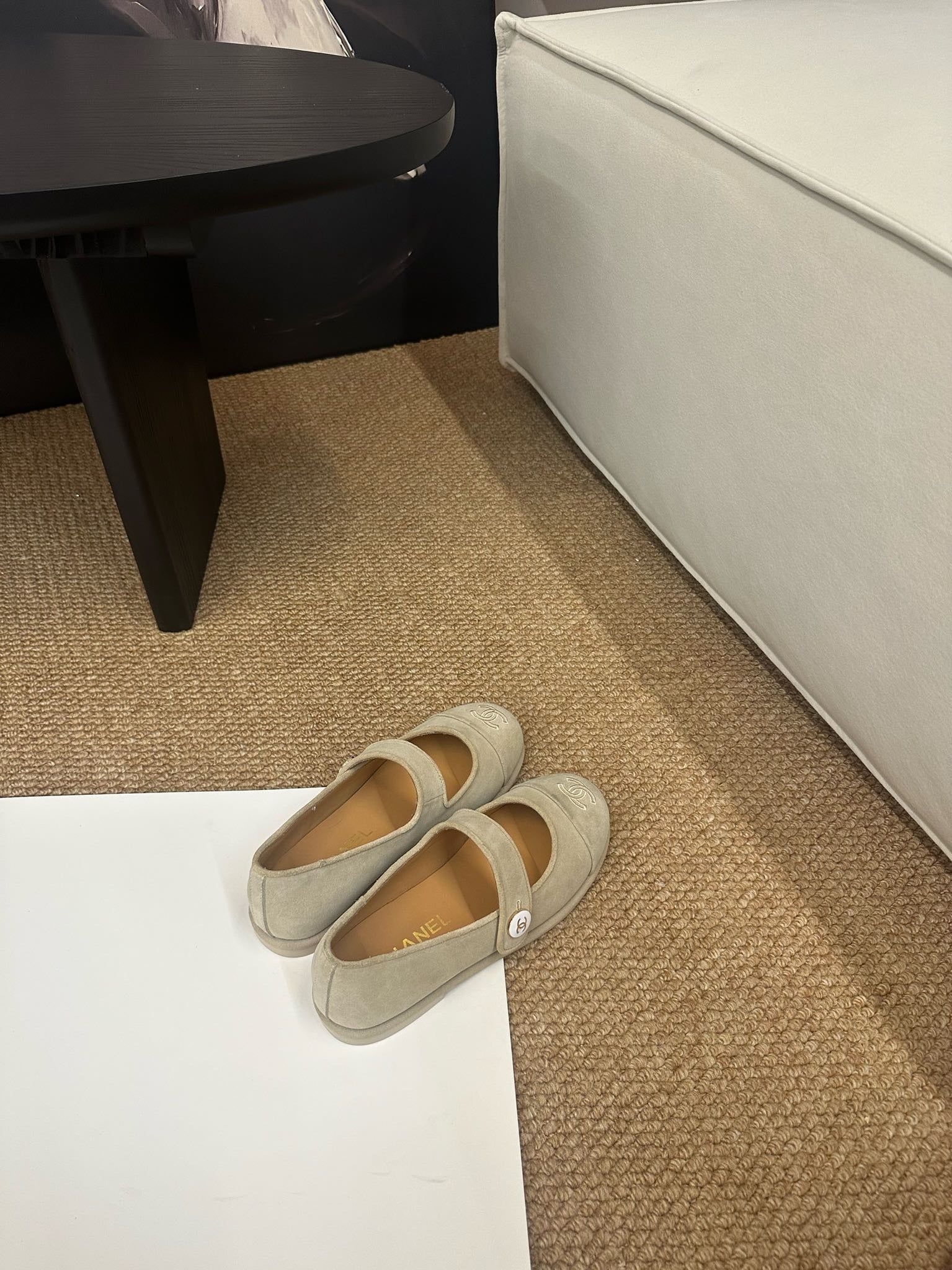 CC 26s Mary Jane Flats Beige Suede