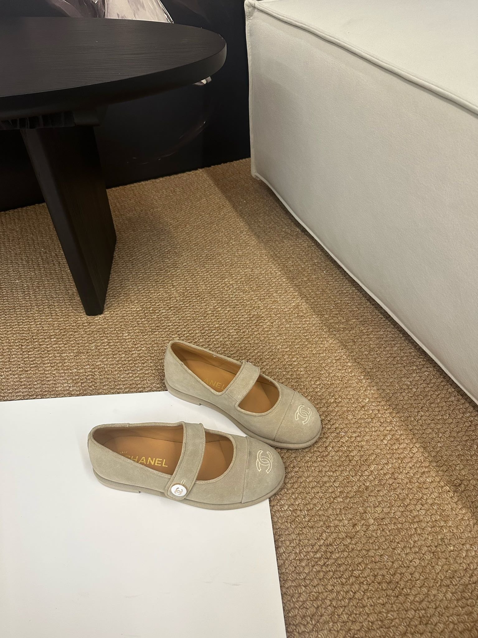 CC 26s Mary Jane Flats Beige Suede
