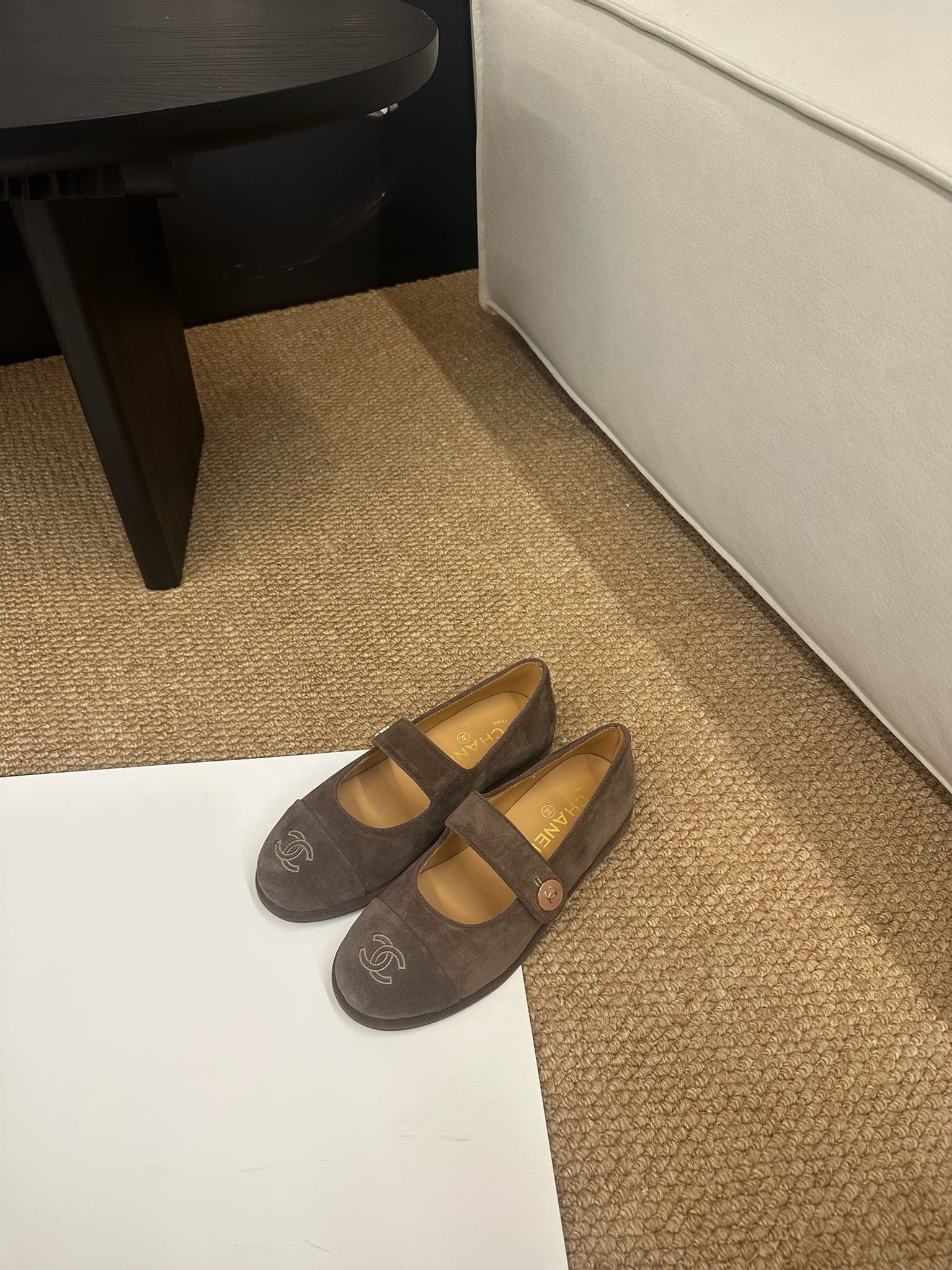 CC 26s Mary Jane Flats Dark Brown Suede