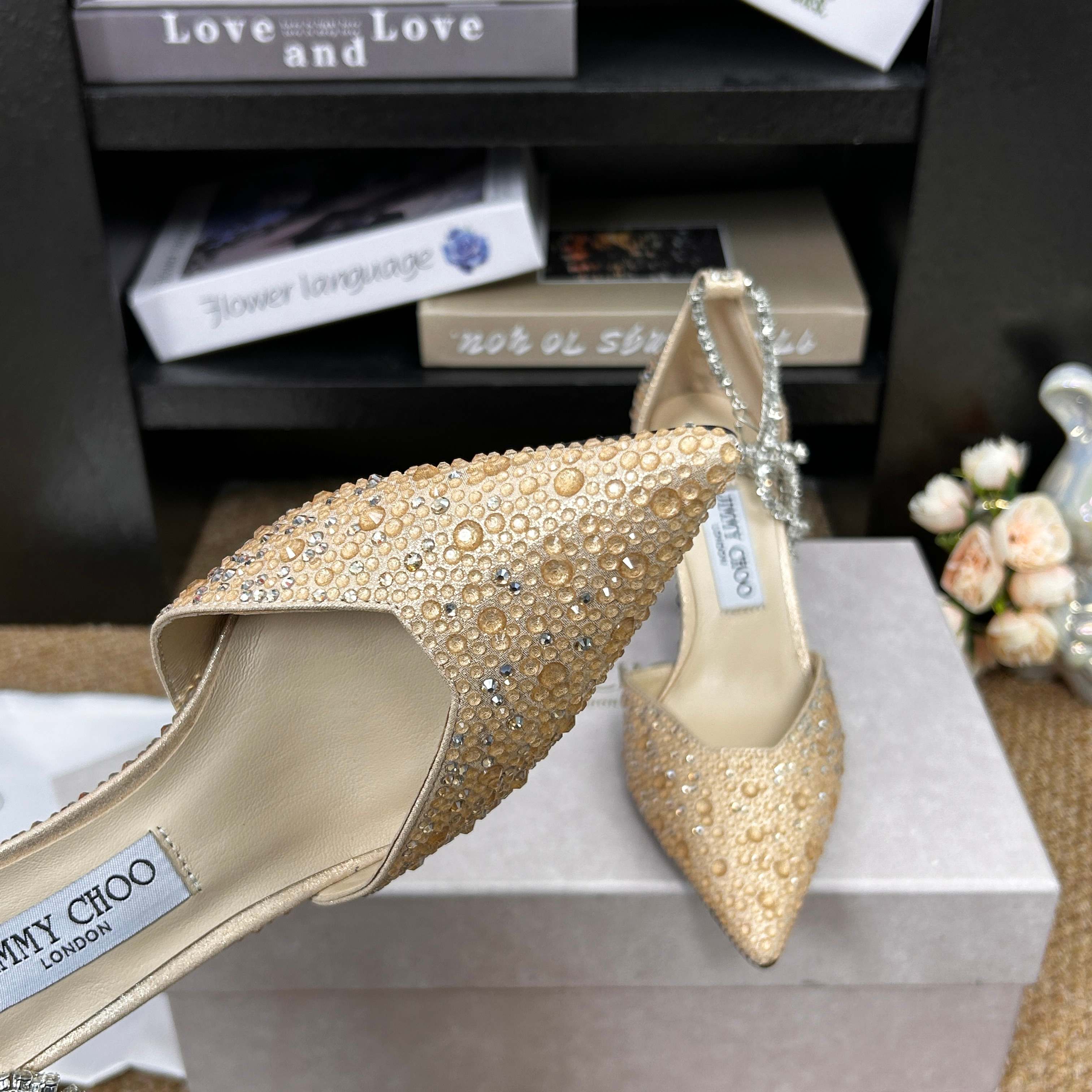 Jimmy 26 Stevie Pump 9cm Beige Crystal Leather 681908