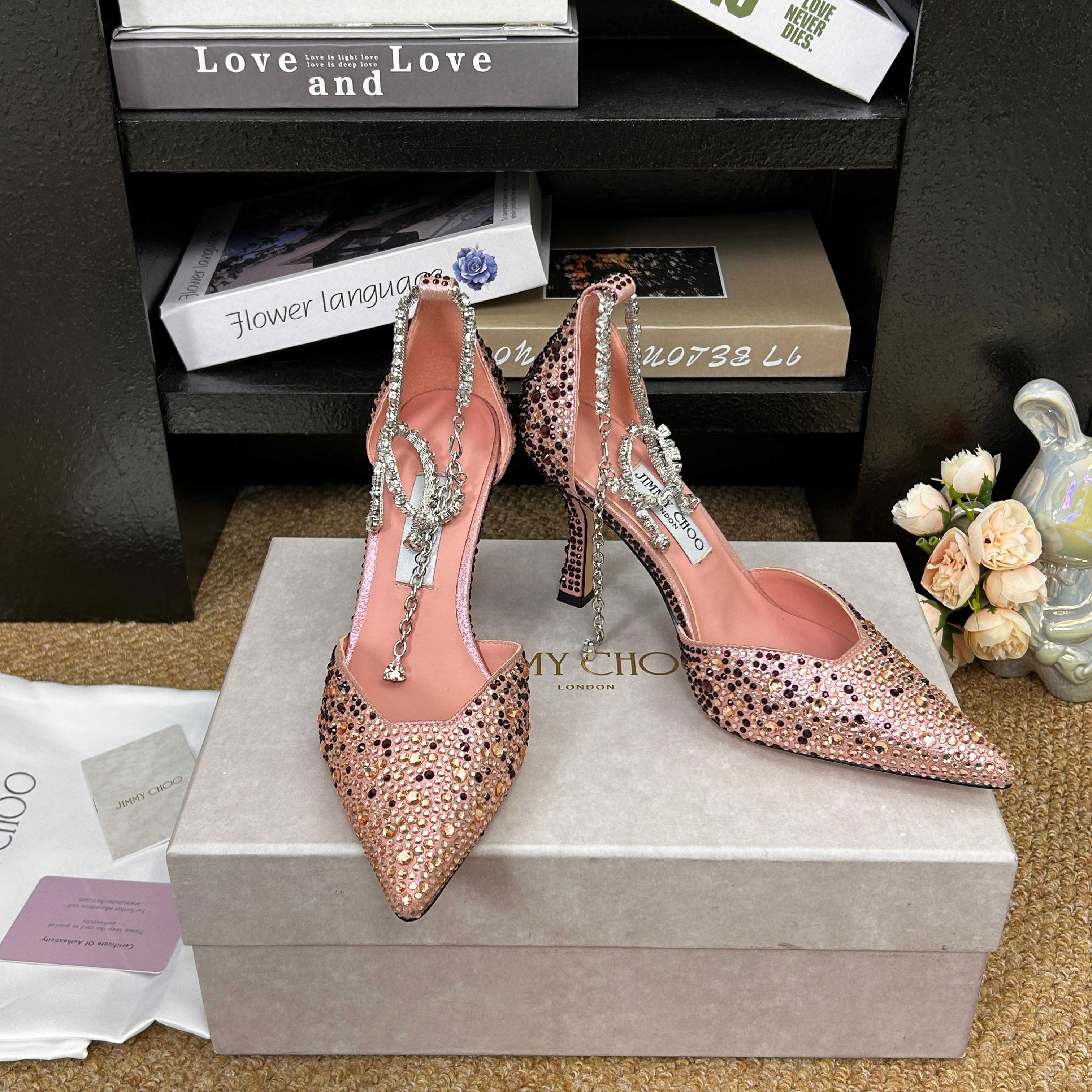 Jimmy 26 Stevie Pump 9cm Light Pink Crystal Leather 681909