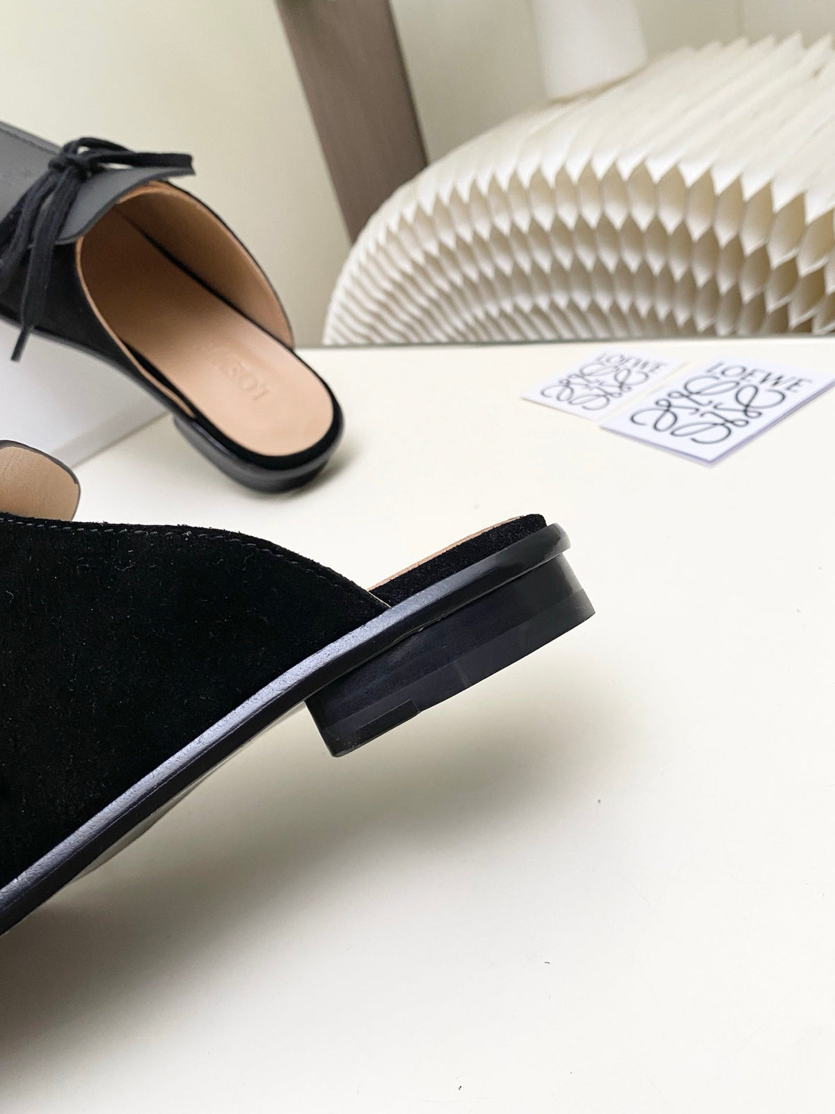 Loewe 26s Flat Mules In Brown Calfskin And Suede