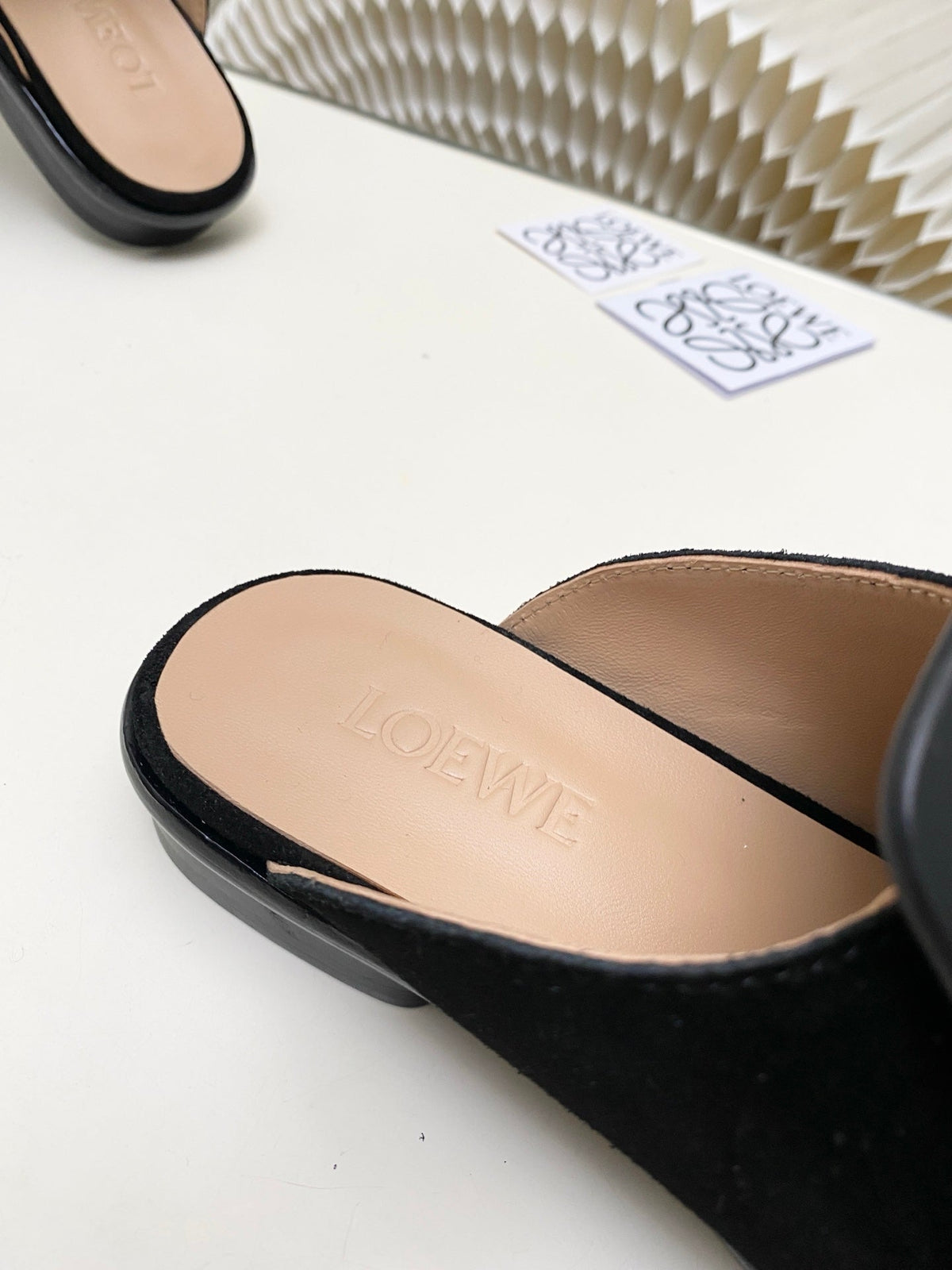 Loewe 26s Flat Mules In Brown Calfskin And Suede