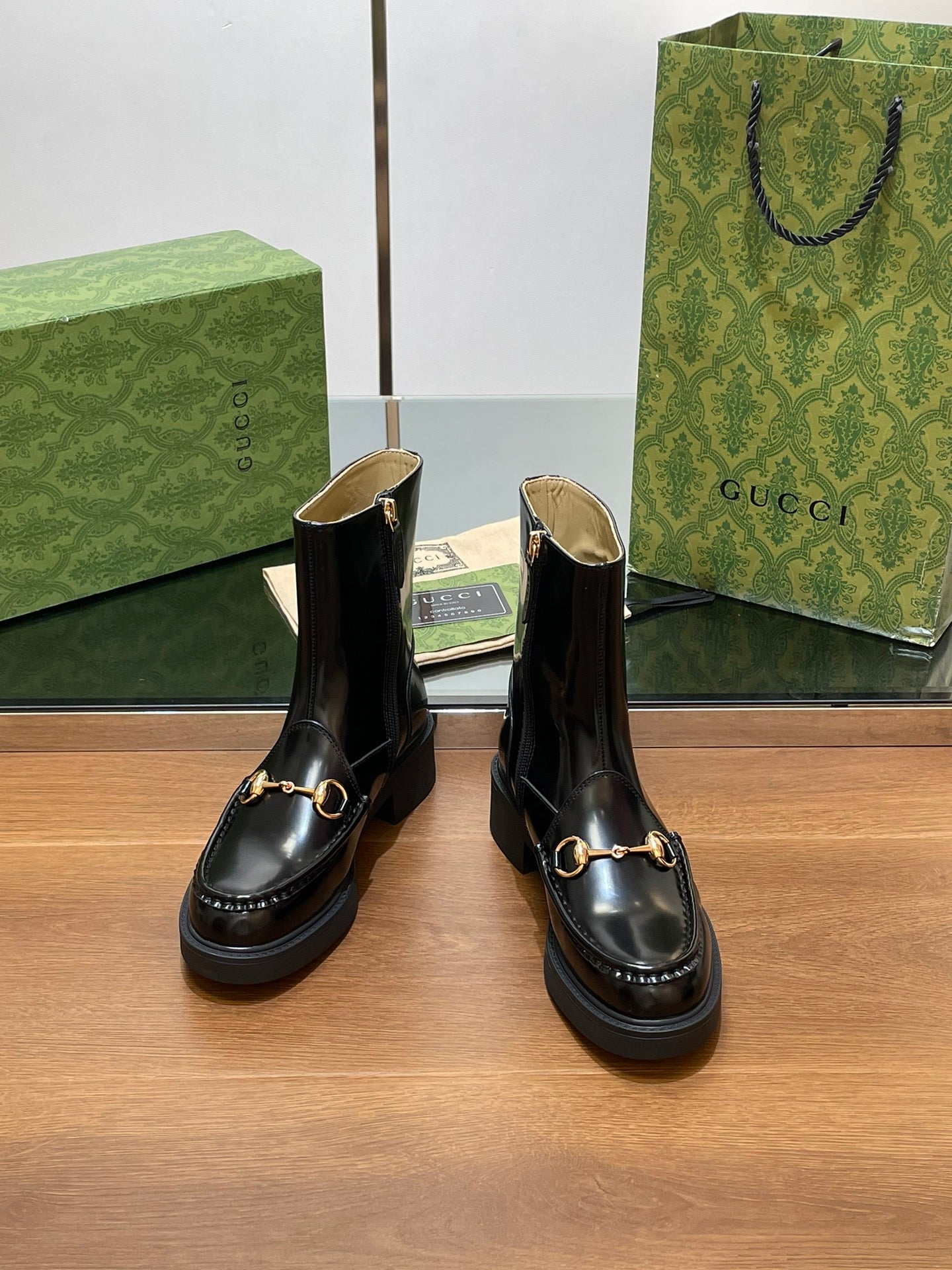 GG Horsebit Ankle Boot Black Calfskin