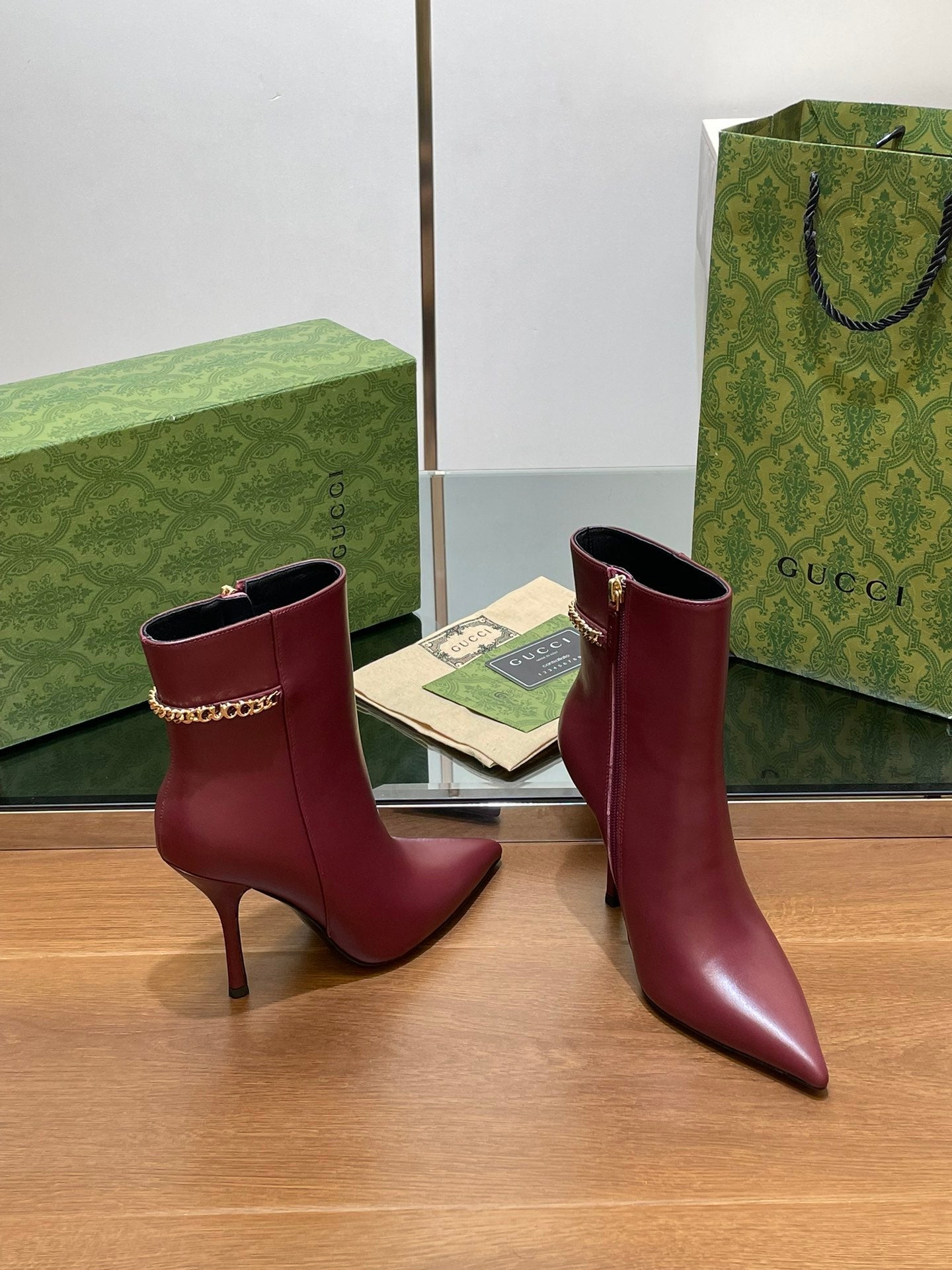 GG 26s Signoria Ankle Boot 10.5cm Burgundy Cowhide 997221