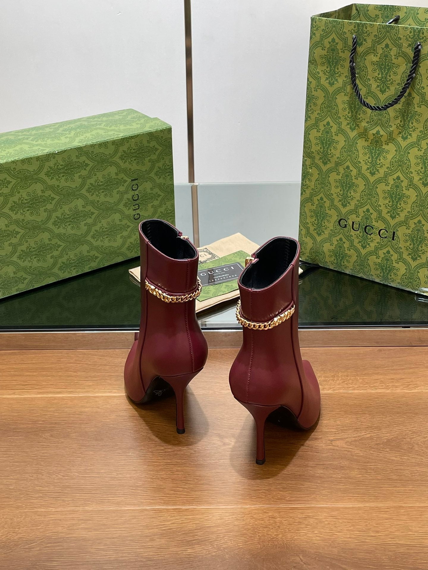 GG 26s Signoria Ankle Boot 10.5cm Burgundy Cowhide 997221