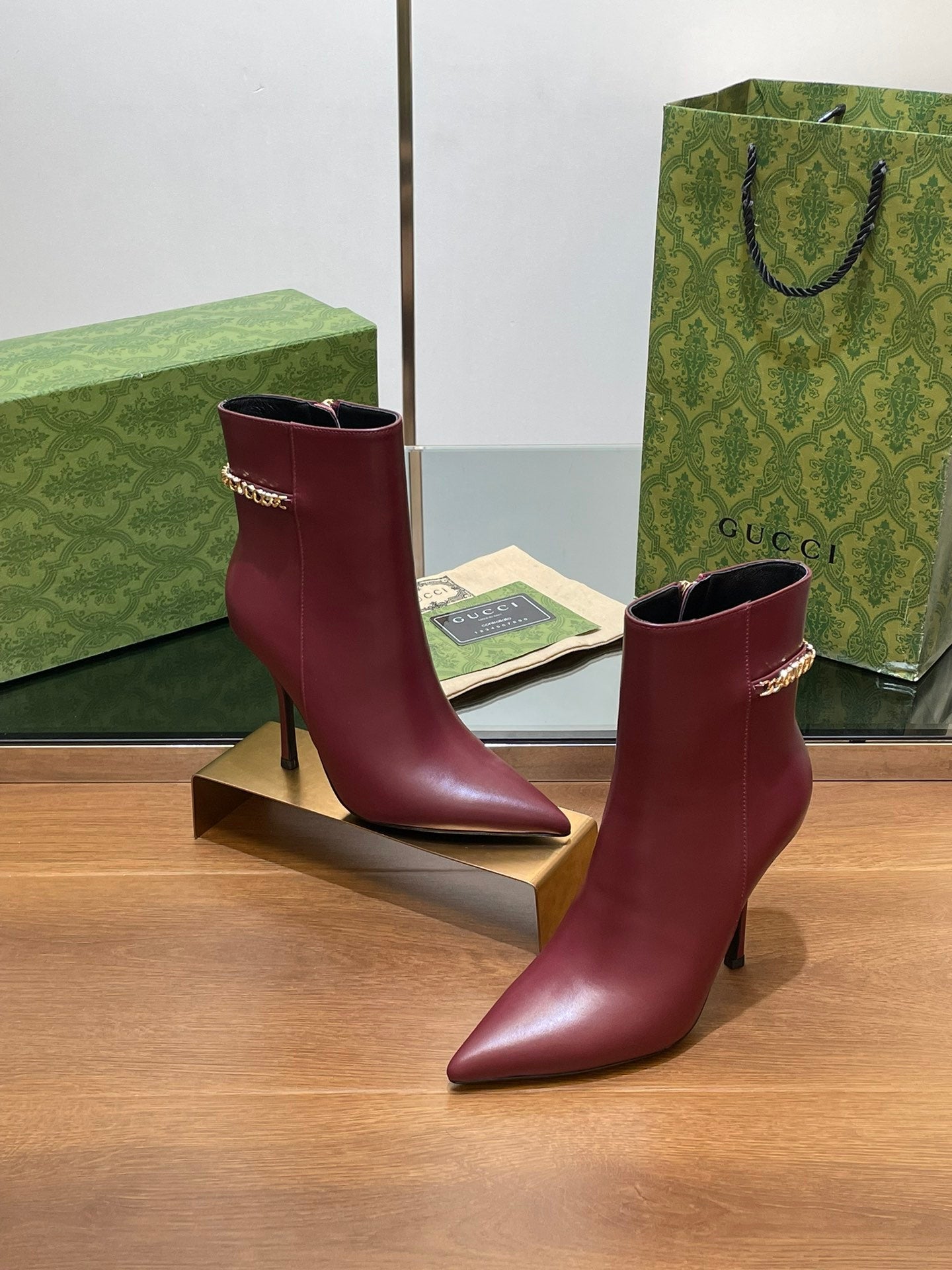 GG 26s Signoria Ankle Boot 10.5cm Burgundy Cowhide 997221
