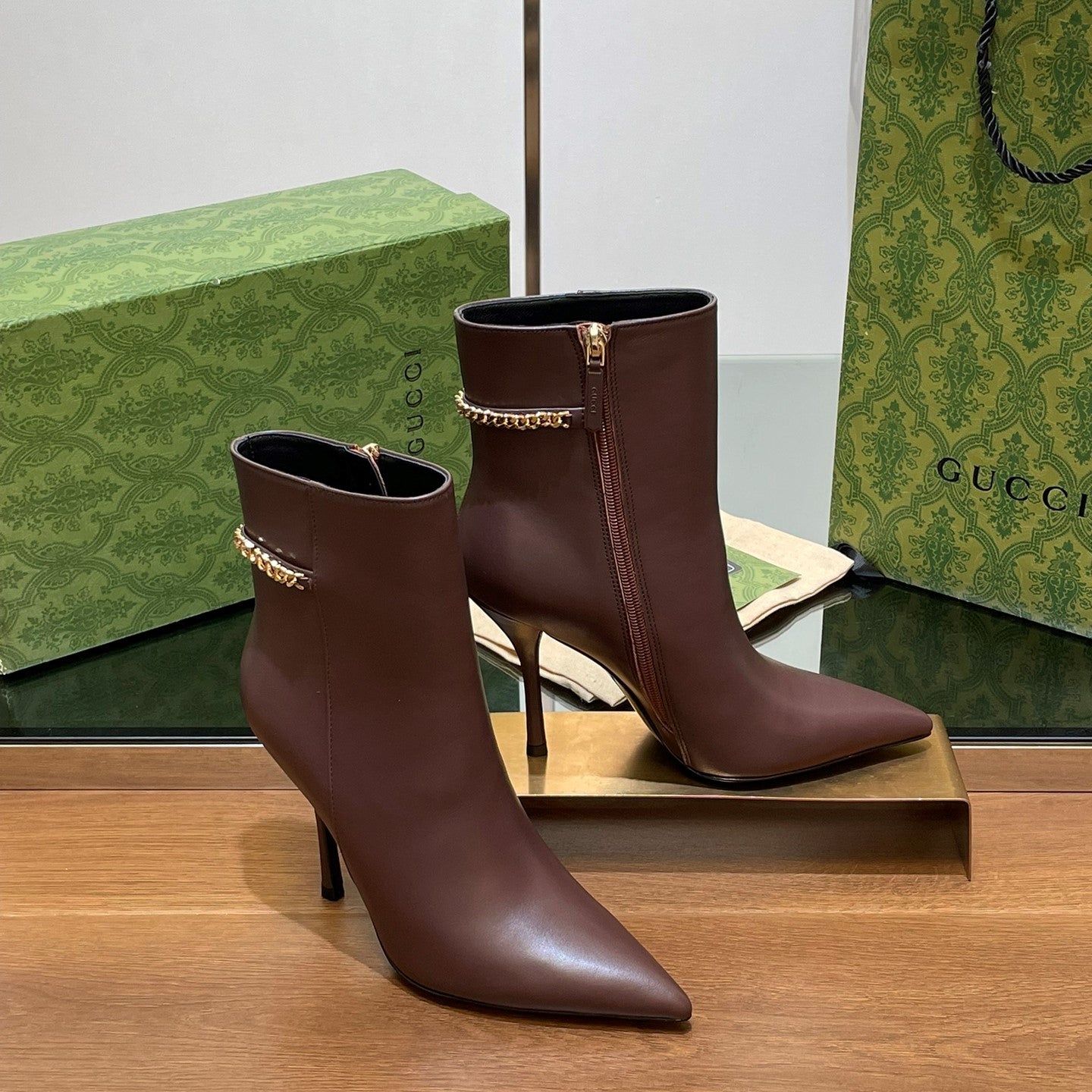 GG 26s Signoria Ankle Boot 10.5cm Brown Cowhide 997222