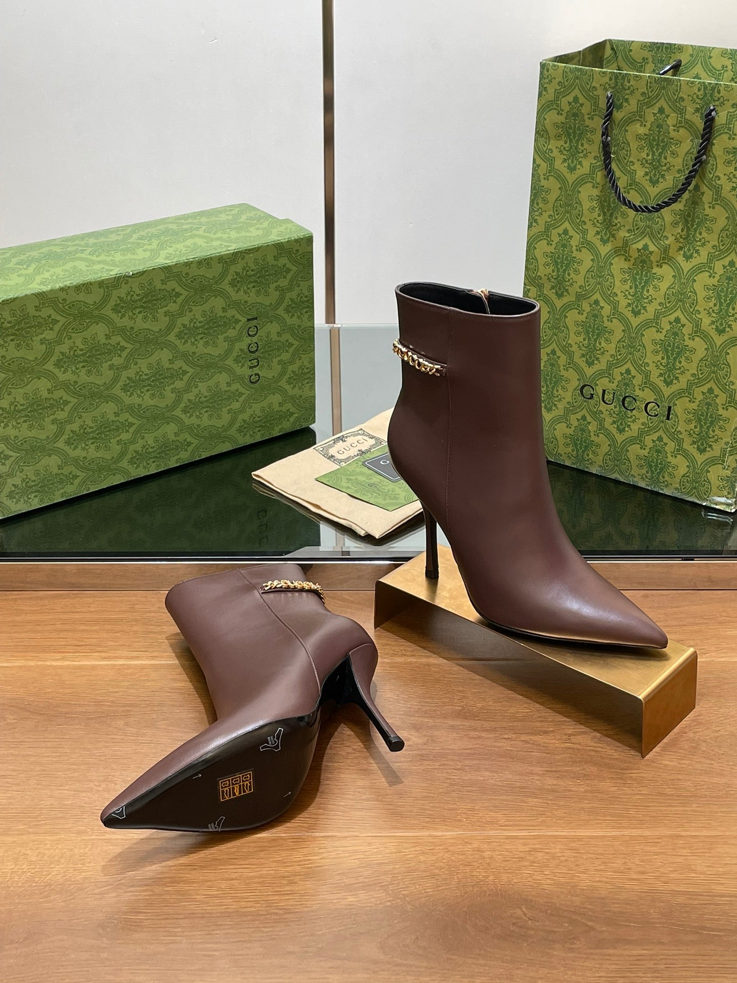 GG 26s Signoria Ankle Boot 10.5cm Brown Cowhide 997222