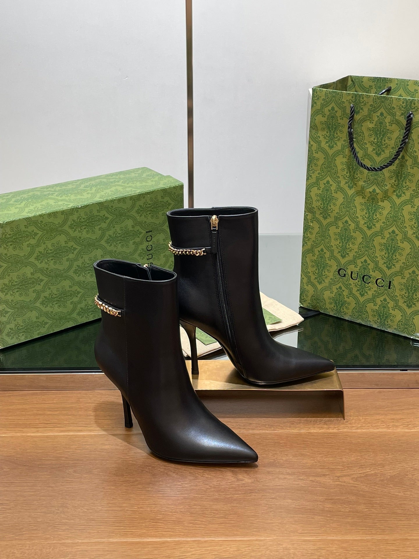GG 26s Signoria Ankle Boot 10.5cm Black Cowhide 997223