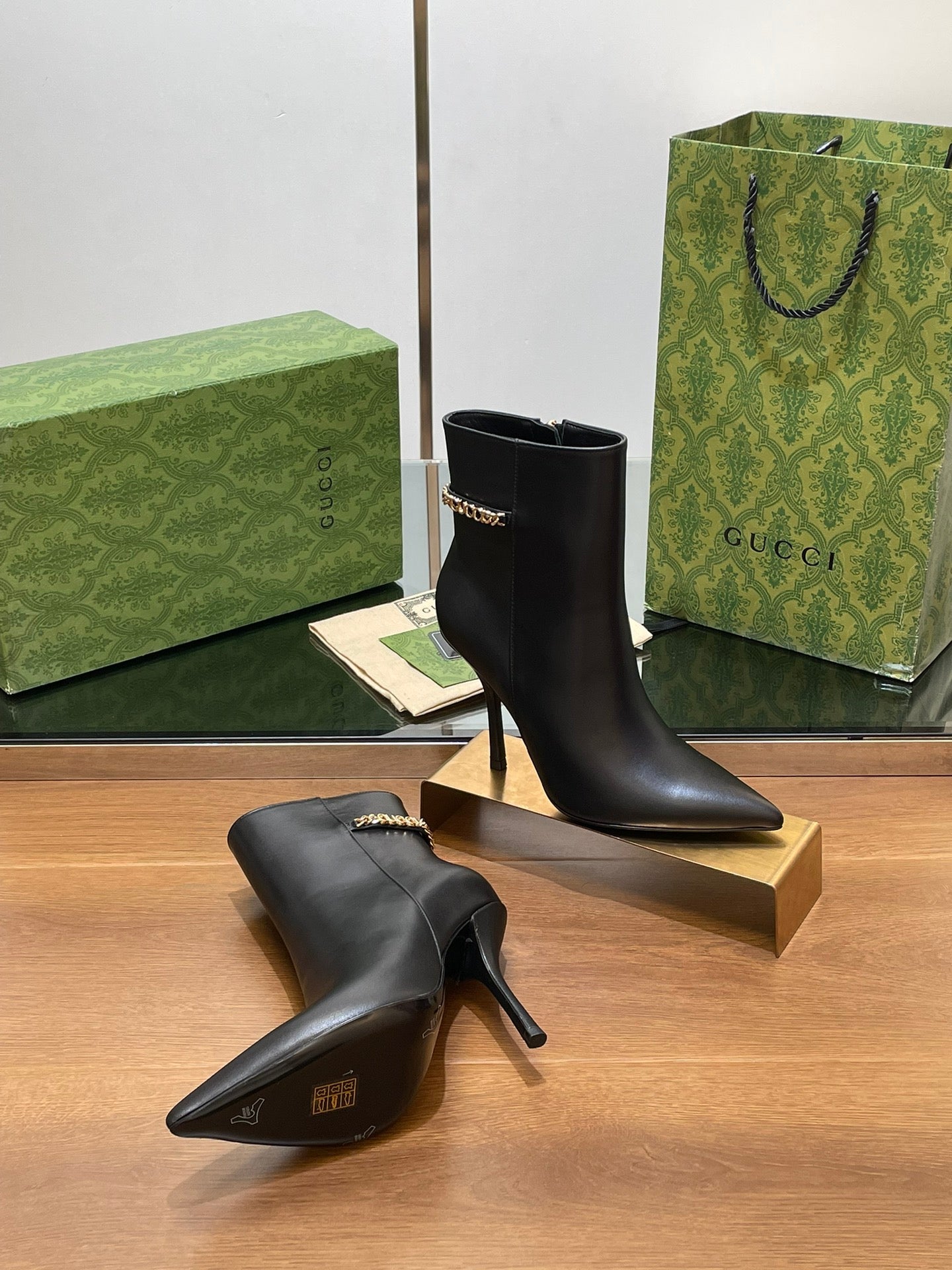 GG 26s Signoria Ankle Boot 10.5cm Black Cowhide 997223