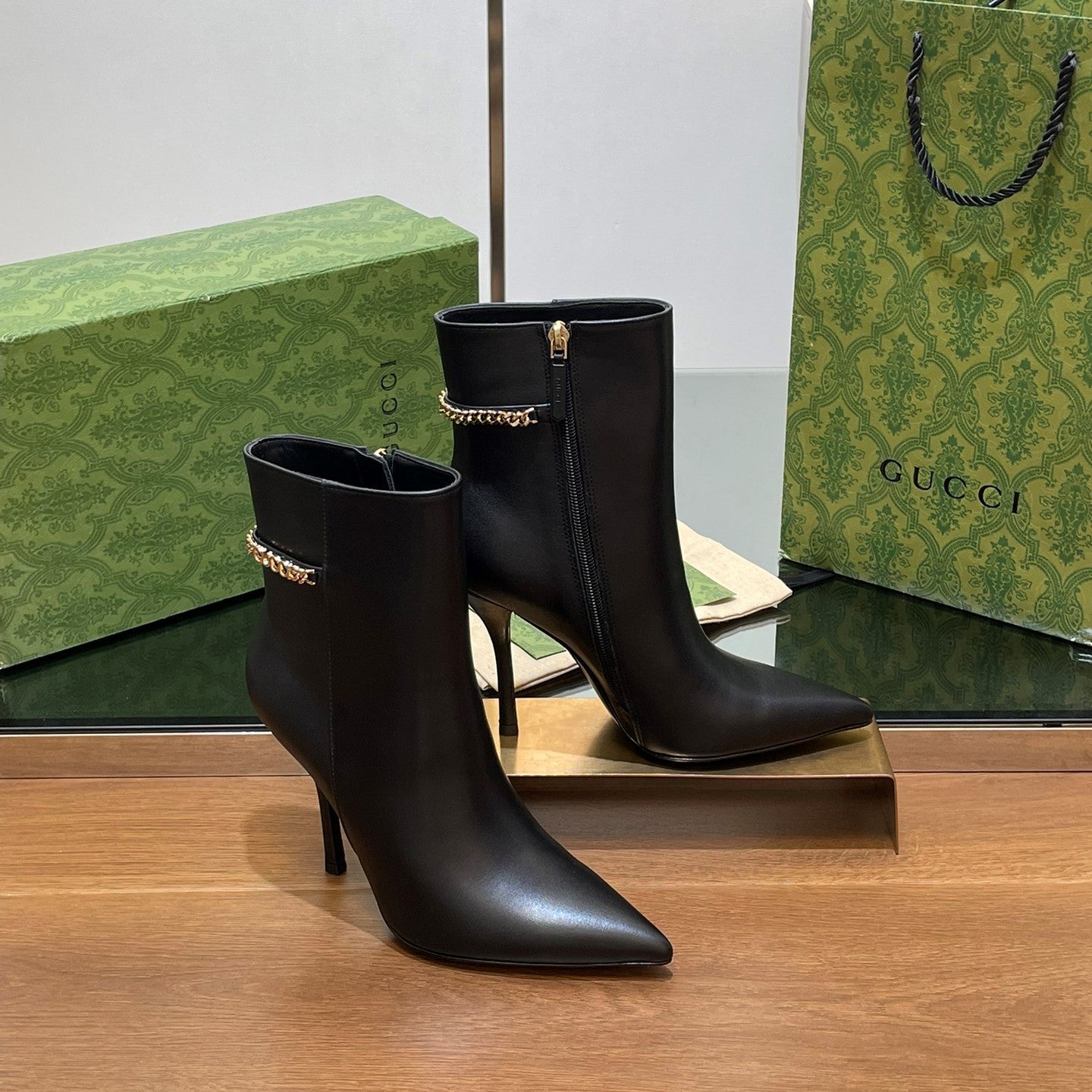 GG 26s Signoria Ankle Boot 10.5cm Black Cowhide 997223