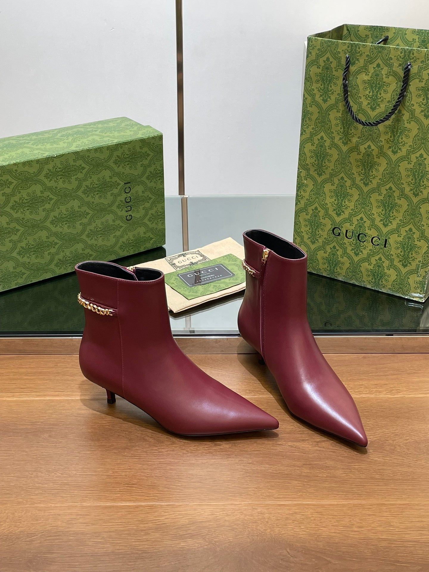 GG 26s Signoria Ankle Boot 4.5cm Burgundy Cowhide 997218