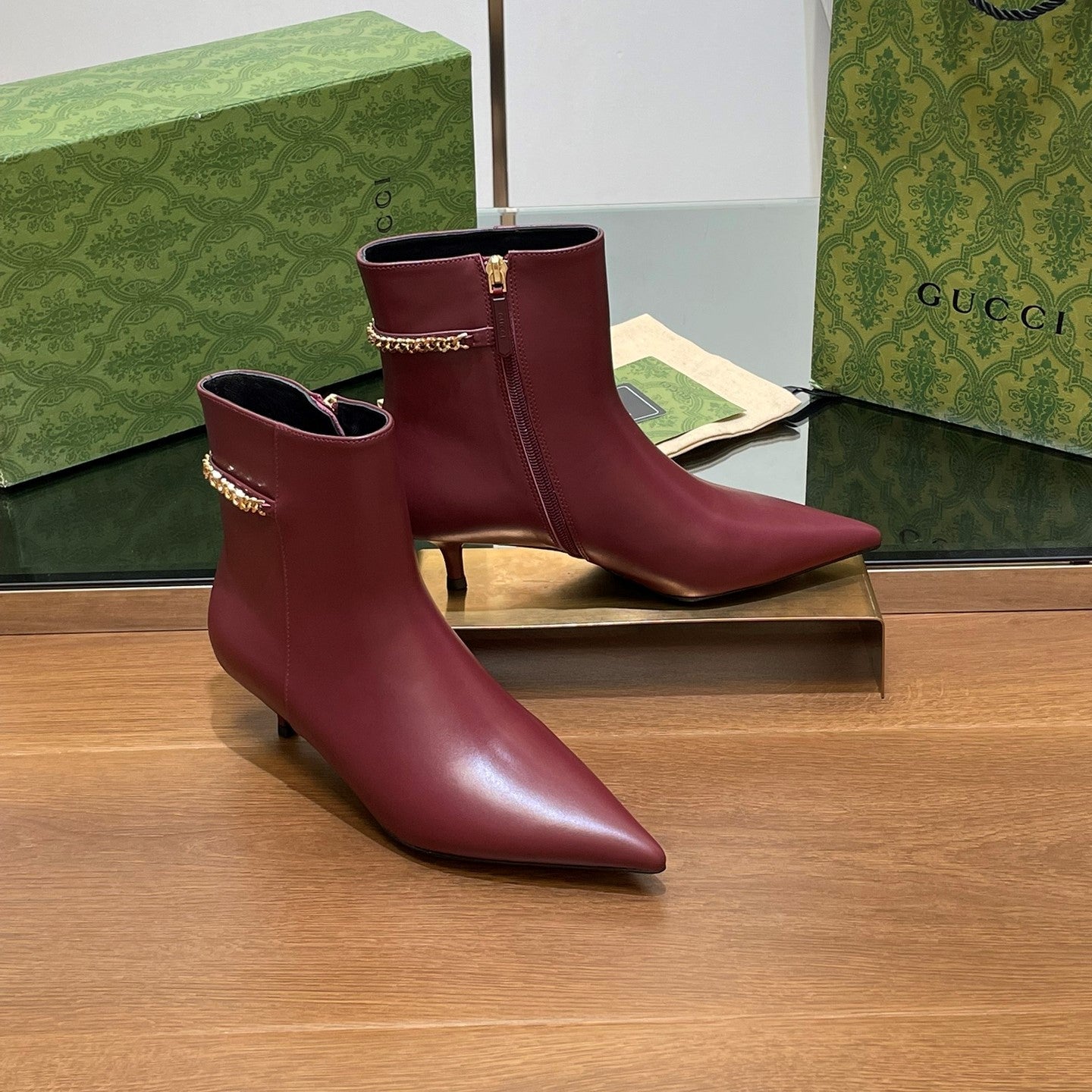 GG 26s Signoria Ankle Boot 4.5cm Burgundy Cowhide 997218