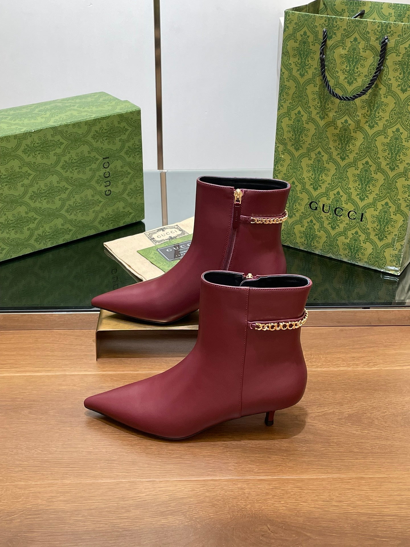 GG 26s Signoria Ankle Boot 4.5cm Burgundy Cowhide 997218
