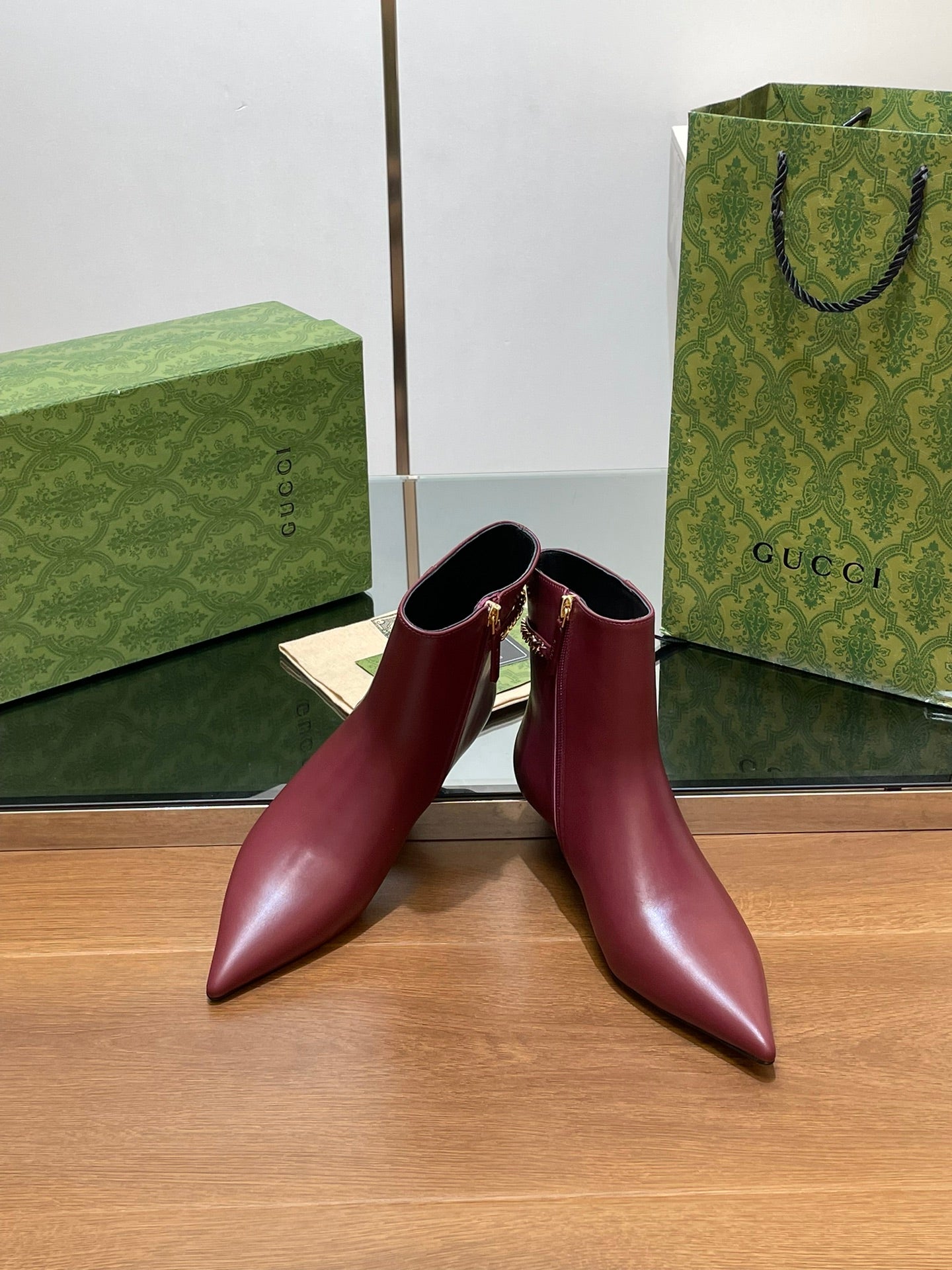 GG 26s Signoria Ankle Boot 4.5cm Burgundy Cowhide 997218