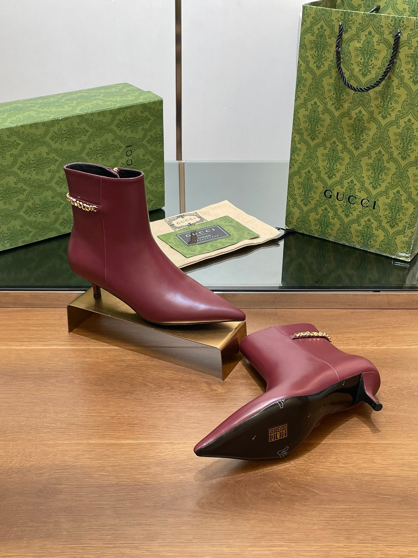 GG 26s Signoria Ankle Boot 4.5cm Burgundy Cowhide 997218