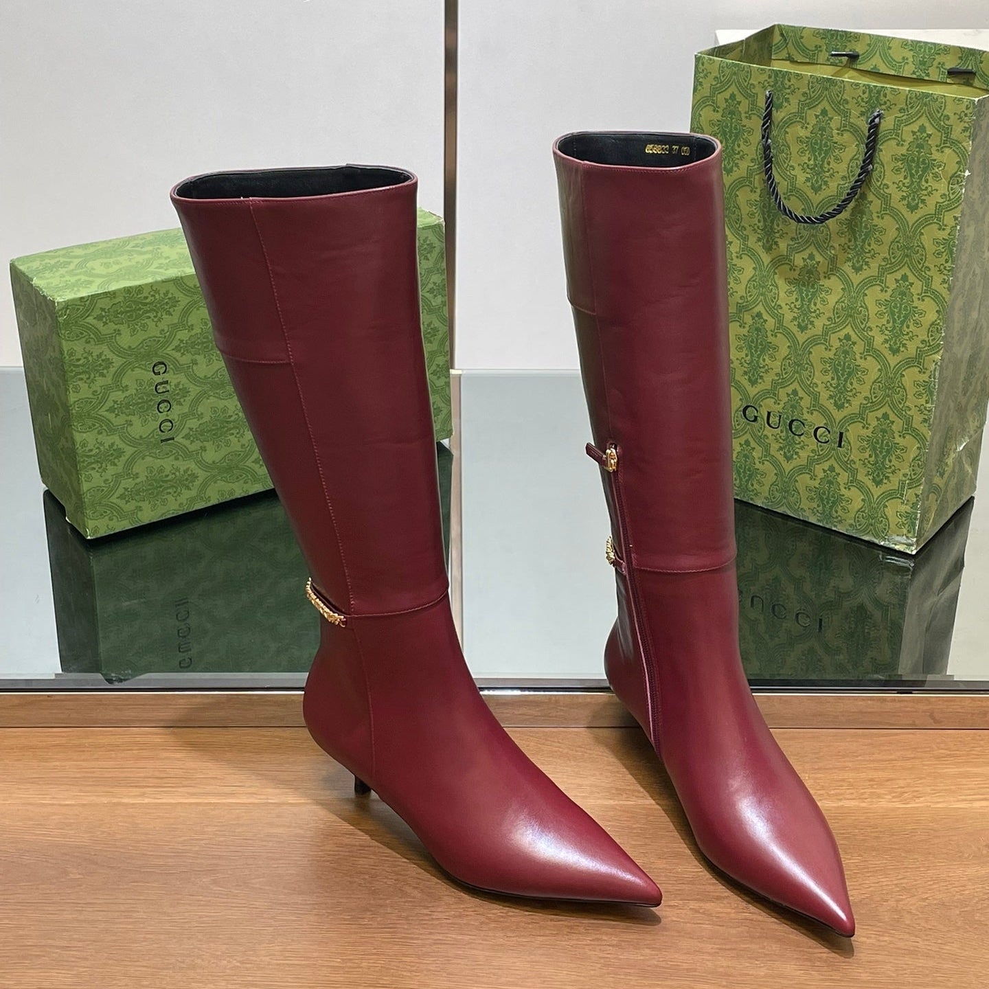 GG 26s Signoria Long Boot 4.5cm Burgundy Cowhide 997213