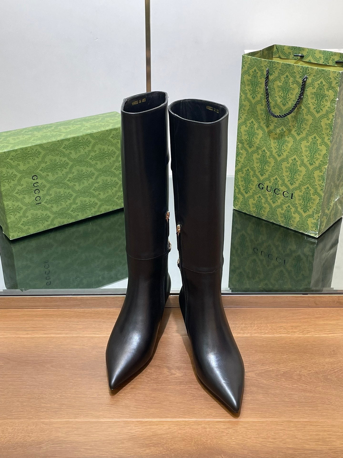 GG 26s Signoria Long Boot 4.5cm Black Cowhide 997217