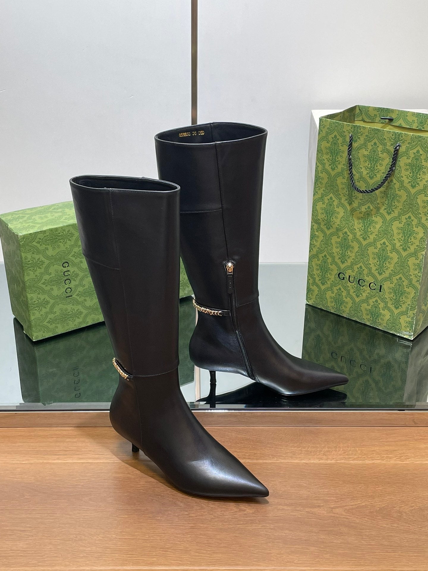 GG 26s Signoria Long Boot 4.5cm Black Cowhide 997217