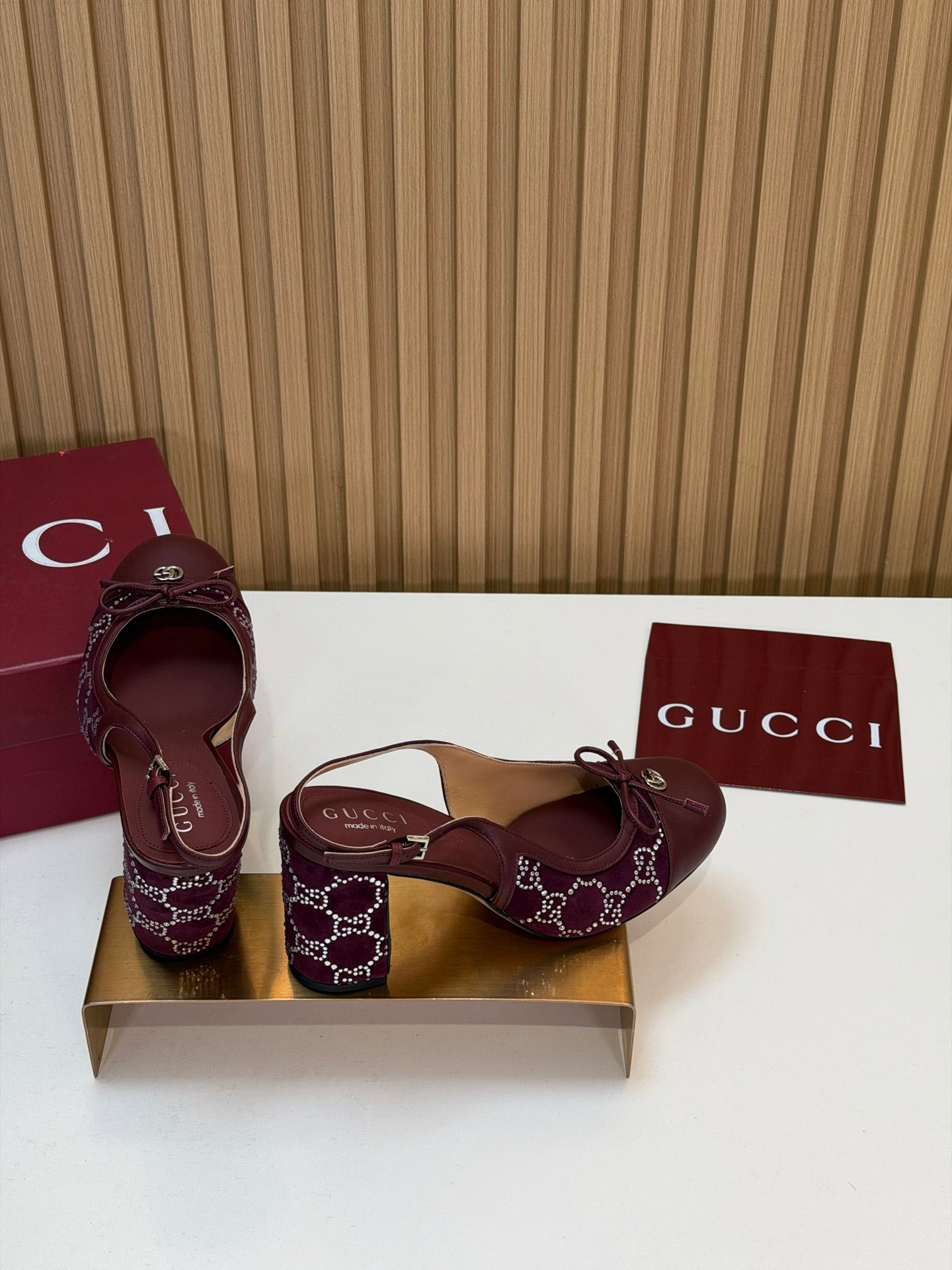 GG 26s Embellished Slingback Pumps Burgundy Velvet 997163