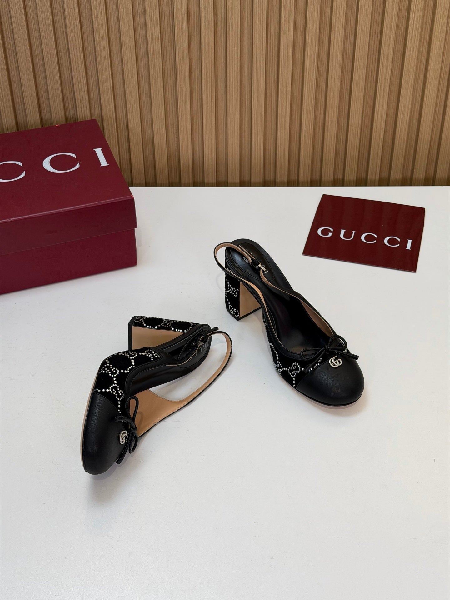 GG 26s Embellished Slingback Pumps Black Velvet 997166