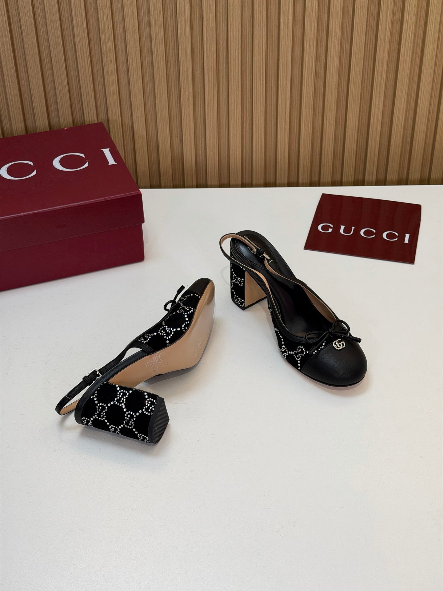 GG 26s Embellished Slingback Pumps Black Velvet 997166