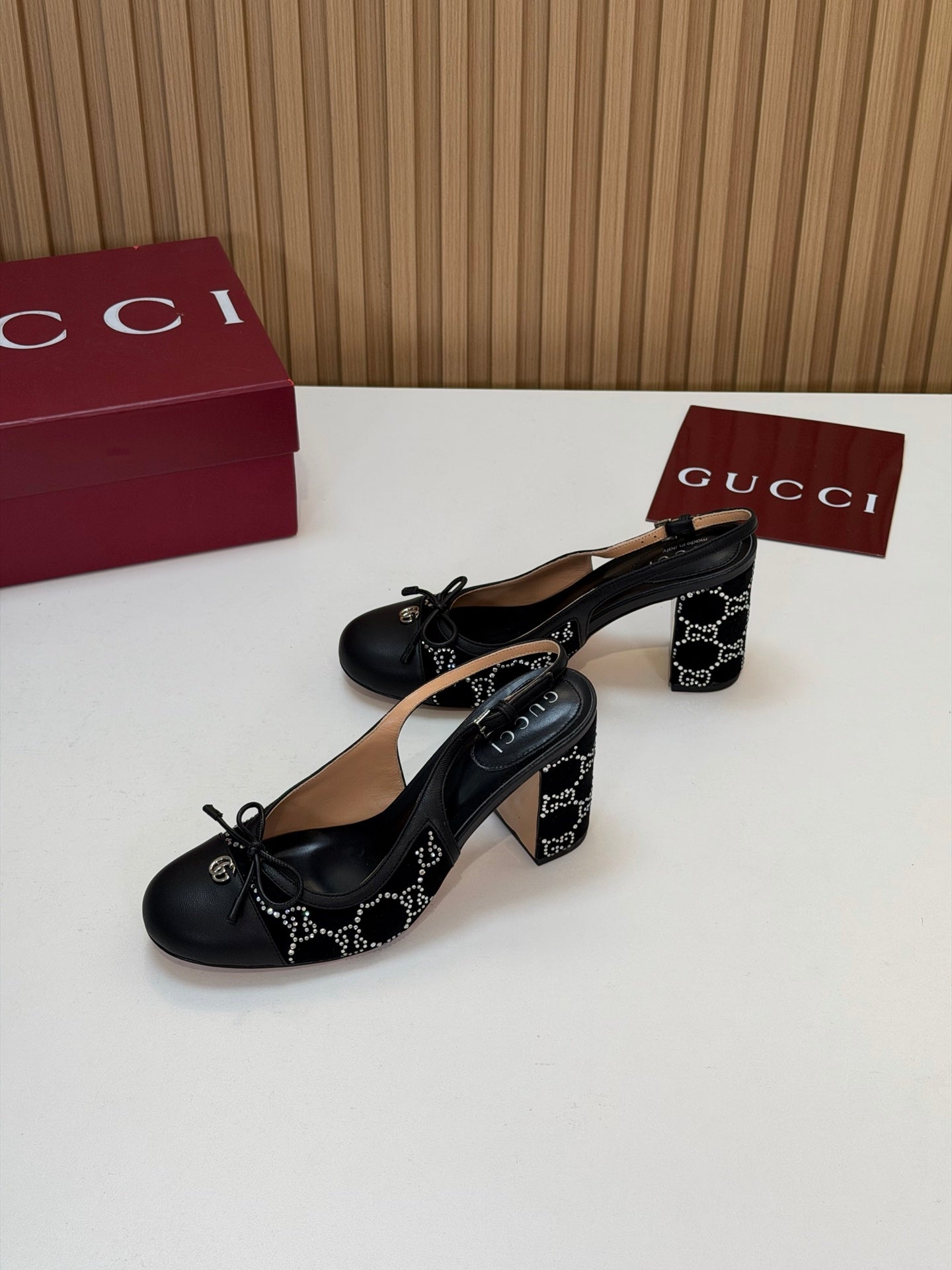 GG 26s Embellished Slingback Pumps Black Velvet 997166