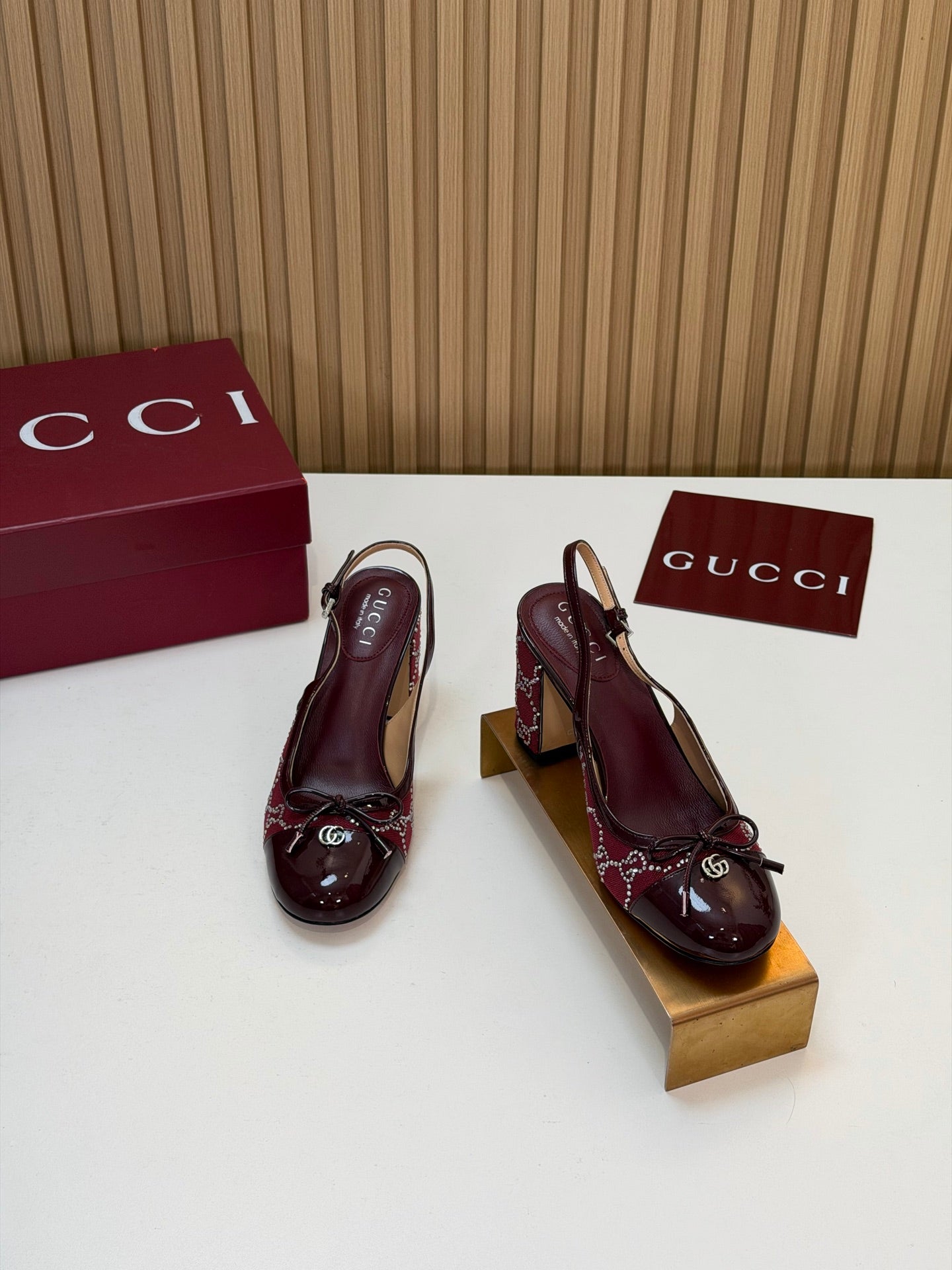 GG 26s Embellished Slingback Pumps Red Denim 997168