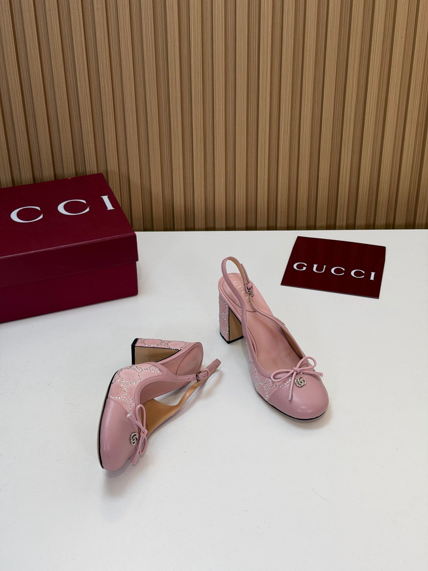 GG 26s Embellished Slingback Pumps Pink Velvet 997164