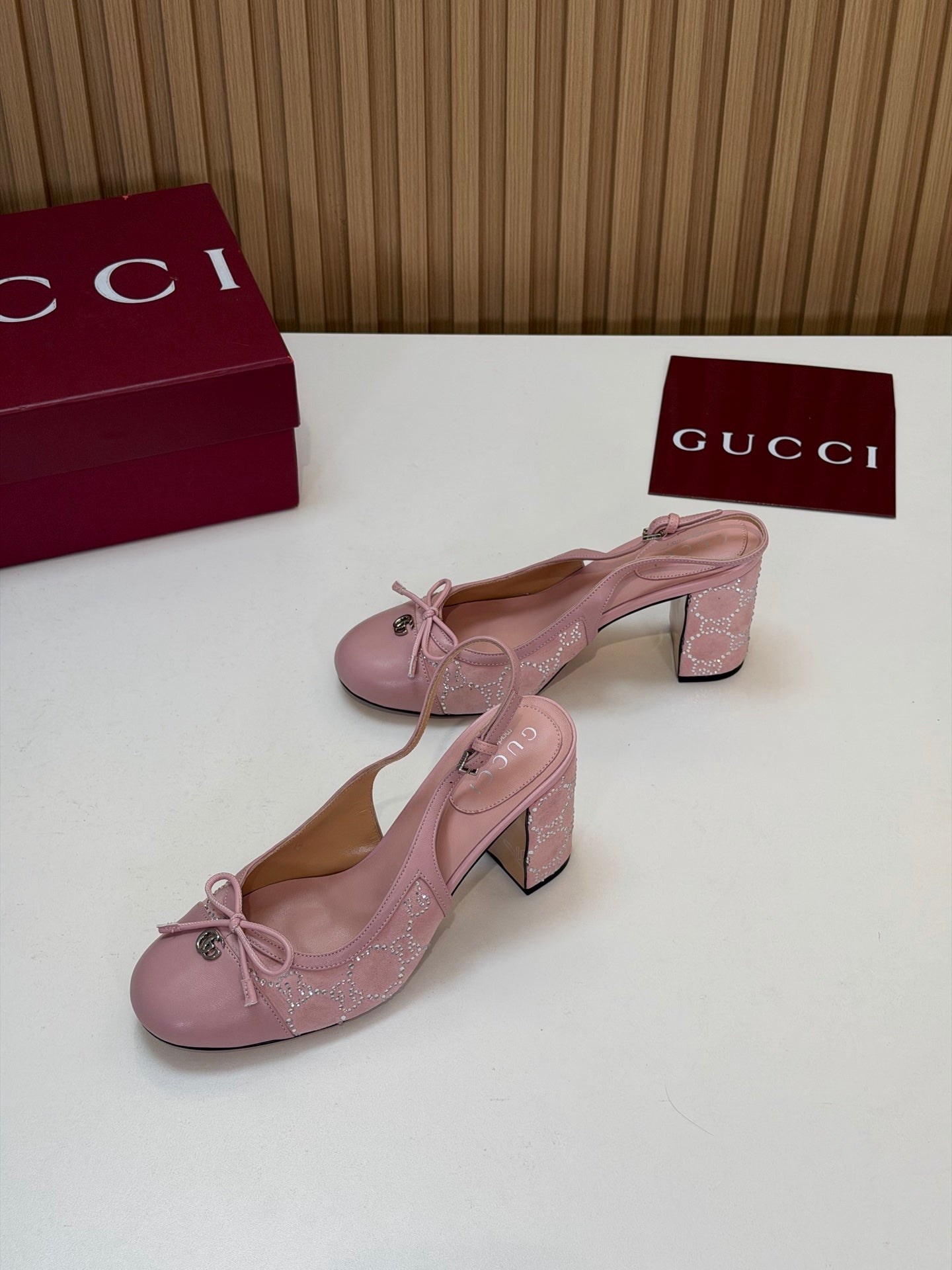 GG 26s Embellished Slingback Pumps Pink Velvet 997164