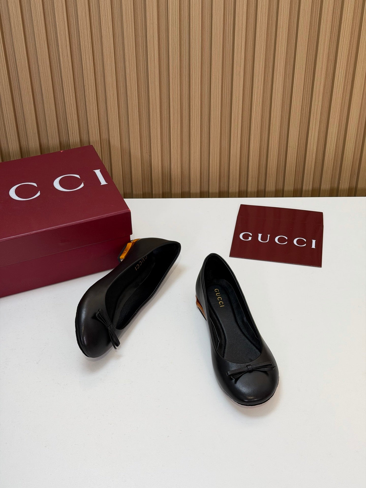 GG 26s Ballerina With Bamboo Flats Black Sheepskin 997175