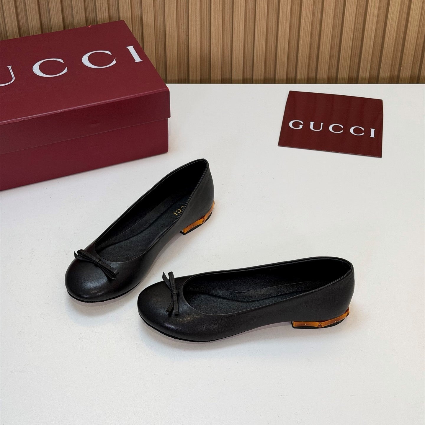 GG 26s Ballerina With Bamboo Flats Black Sheepskin 997175