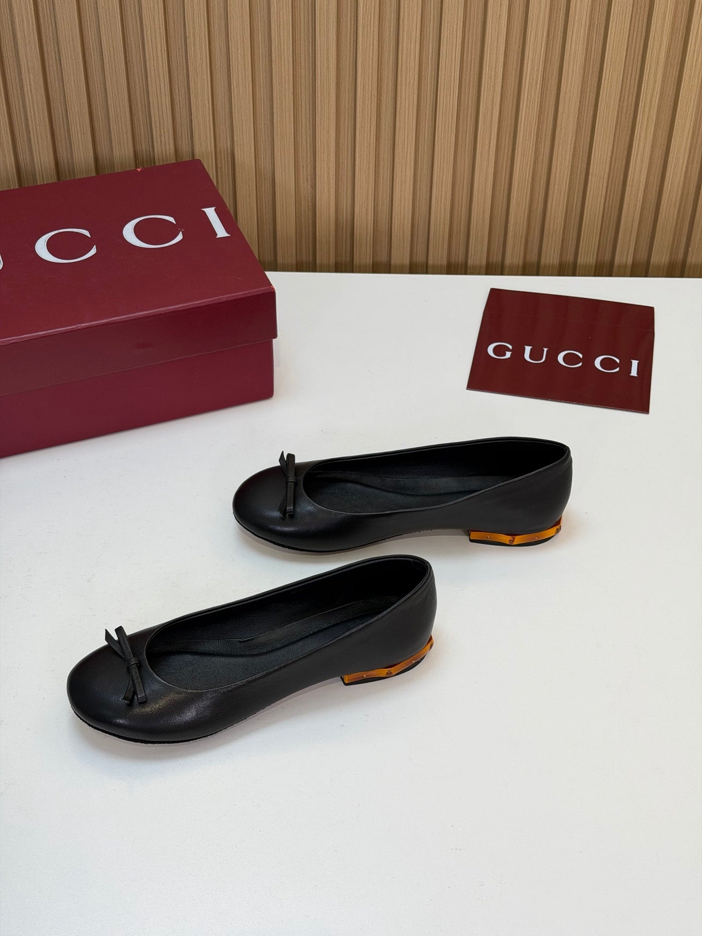 GG 26s Ballerina With Bamboo Flats Black Sheepskin 997175