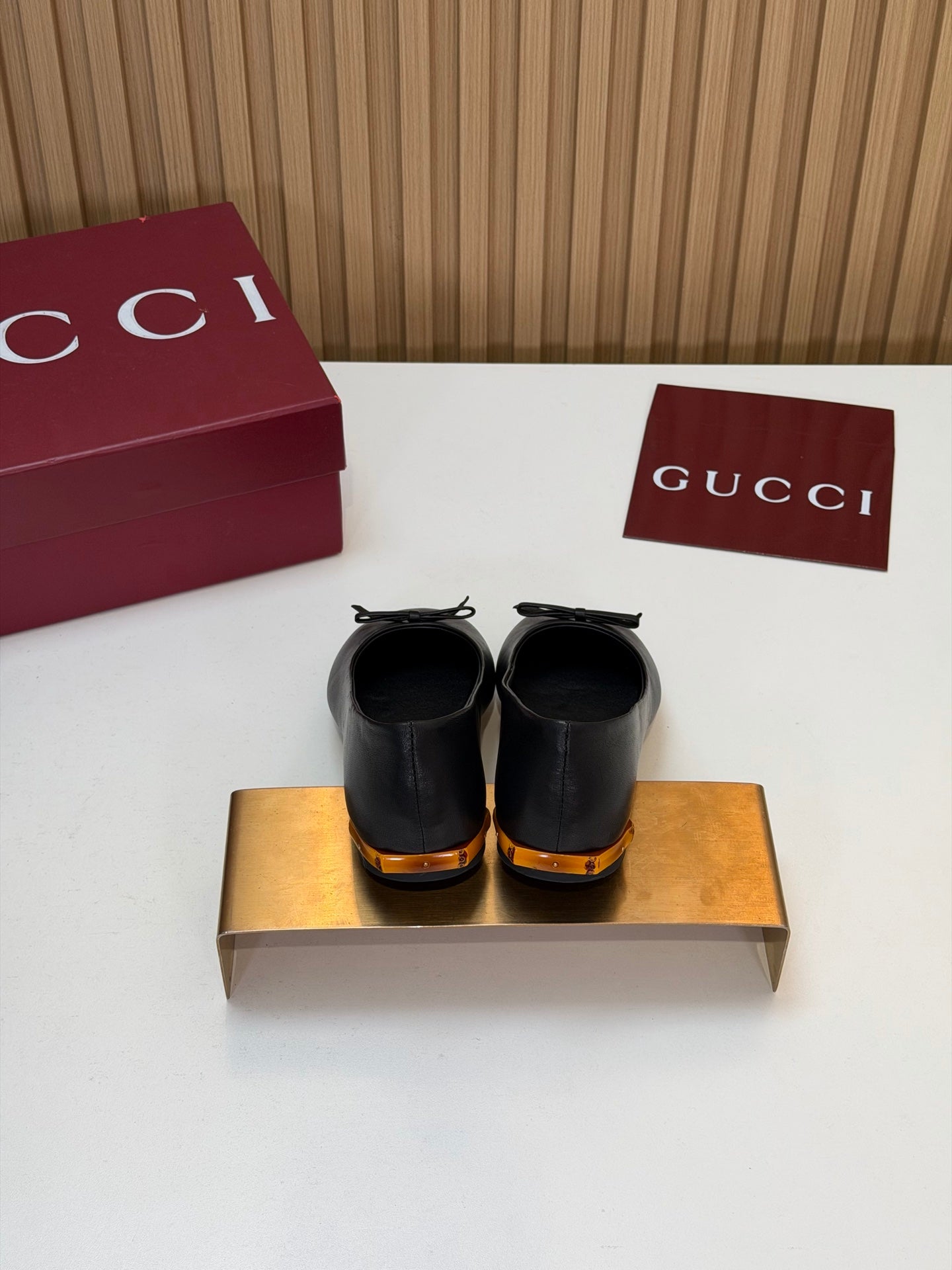 GG 26s Ballerina With Bamboo Flats Black Sheepskin 997175
