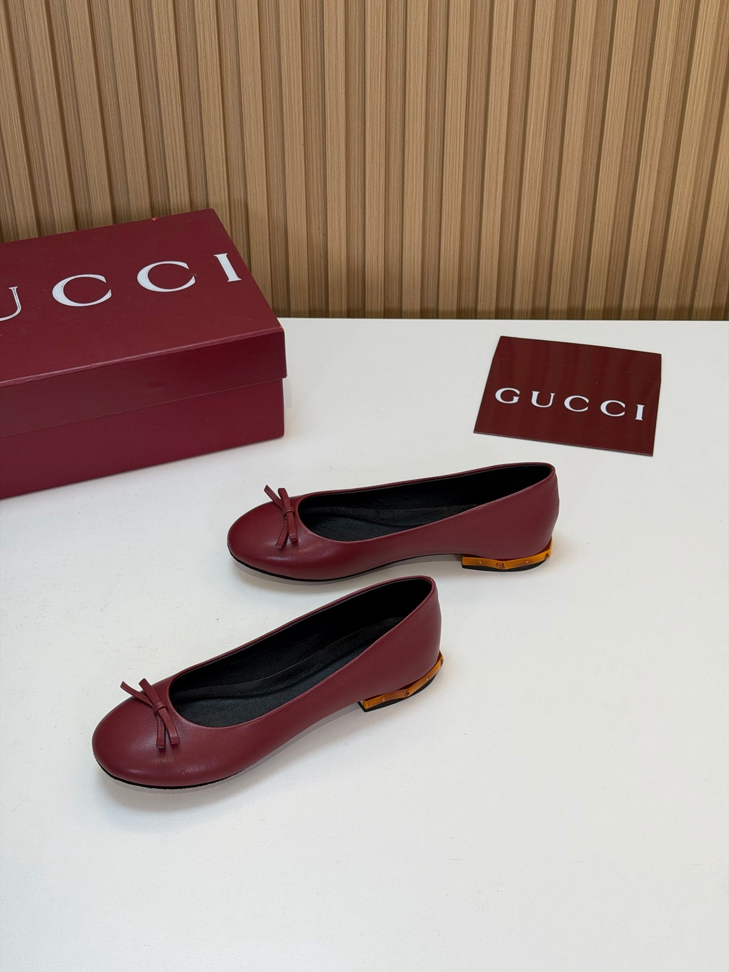 GG 26s Ballerina With Bamboo Flats Burgundy Sheepskin 997172