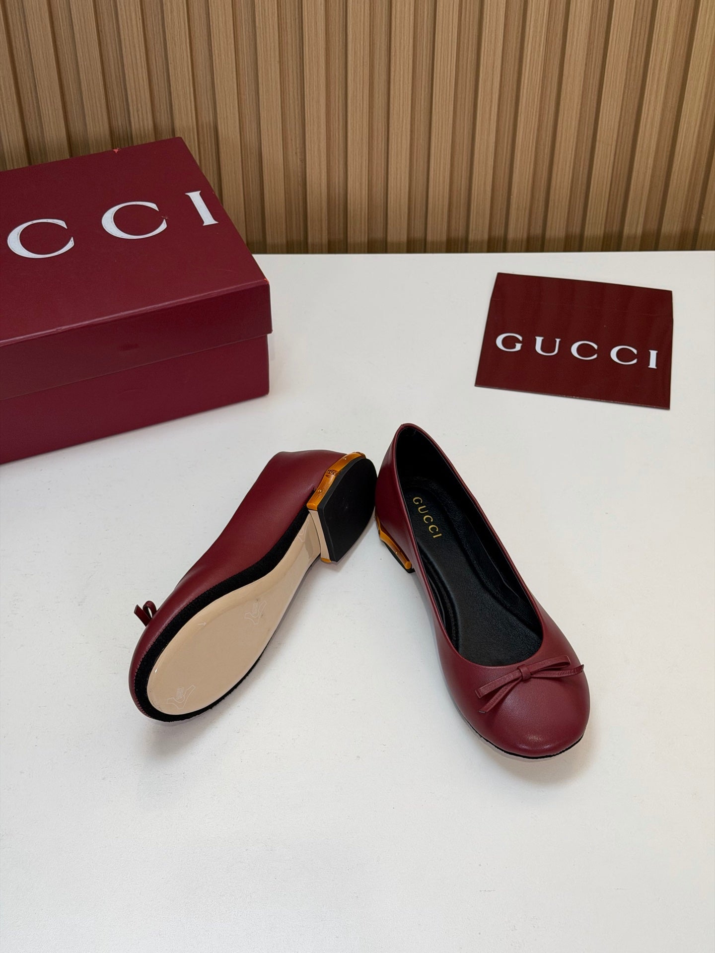 GG 26s Ballerina With Bamboo Flats Burgundy Sheepskin 997172