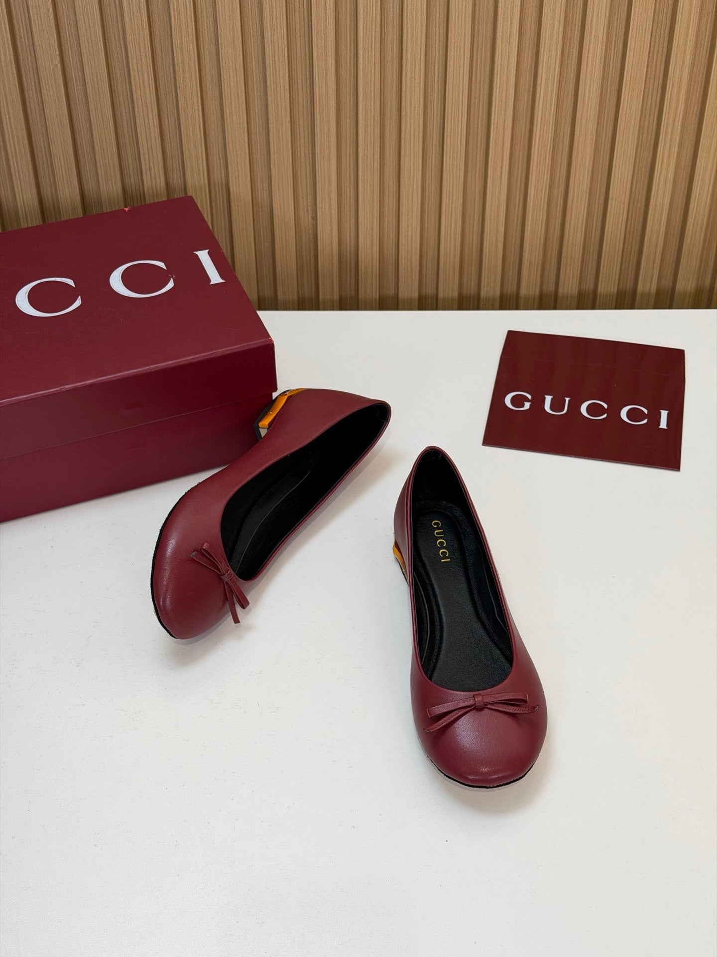 GG 26s Ballerina With Bamboo Flats Burgundy Sheepskin 997172